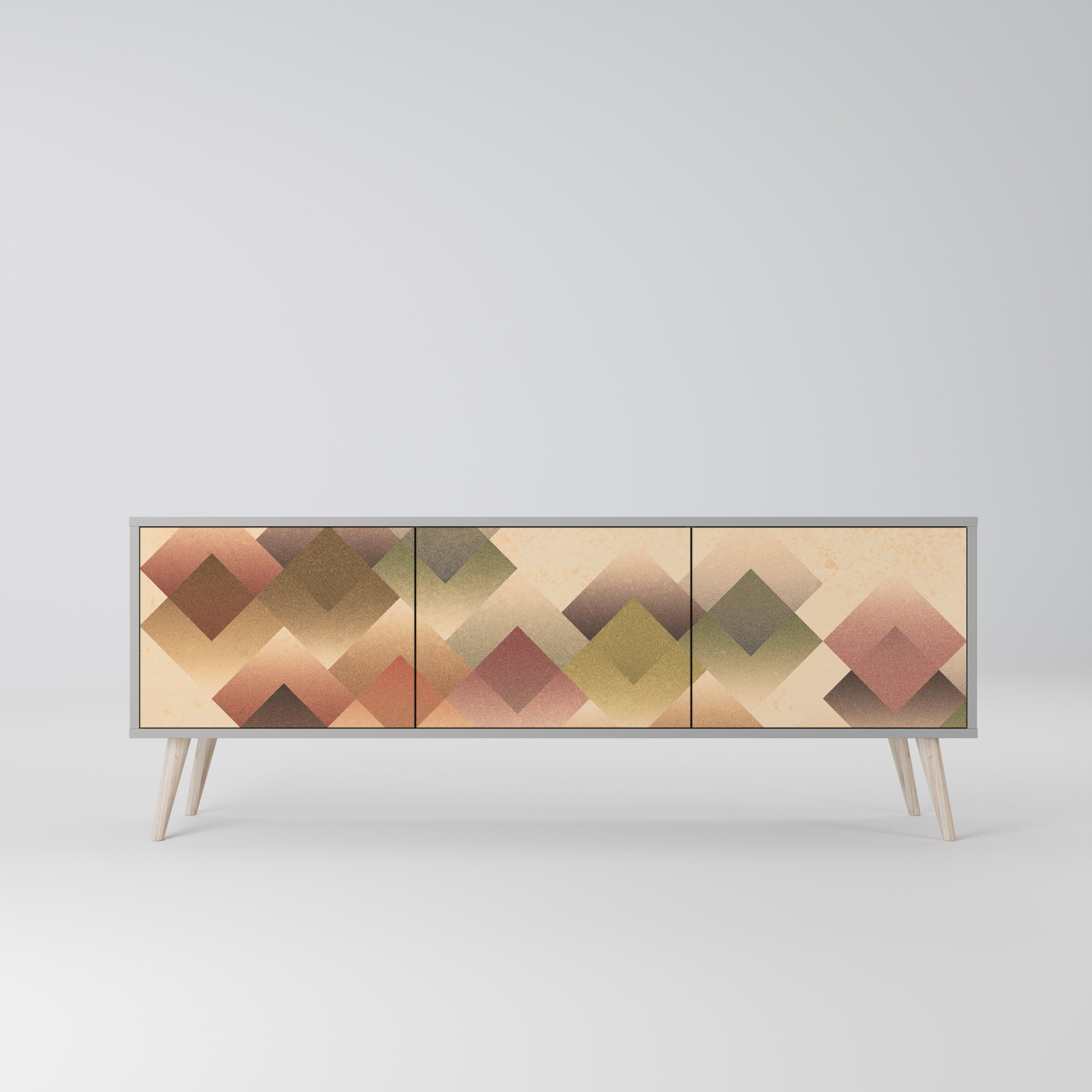 Meuble TV 3 portes GEOMETRIC FUSION, finition grise