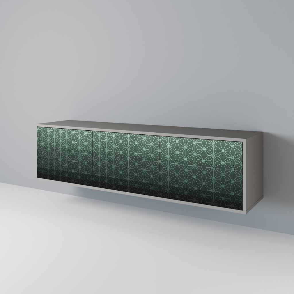 Meuble TV 3 portes ORNAMENTAL GLIMMER, finition grise