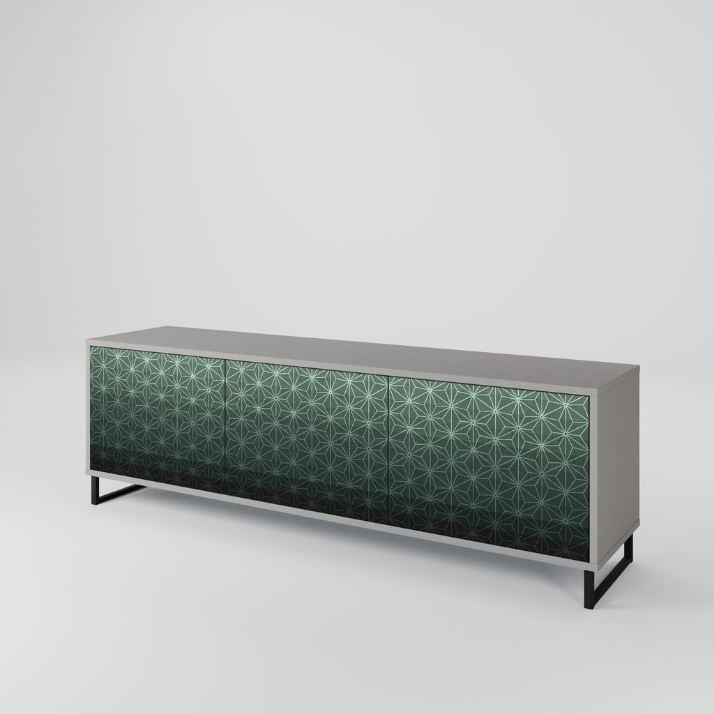 Meuble TV 3 portes ORNAMENTAL GLIMMER, finition grise