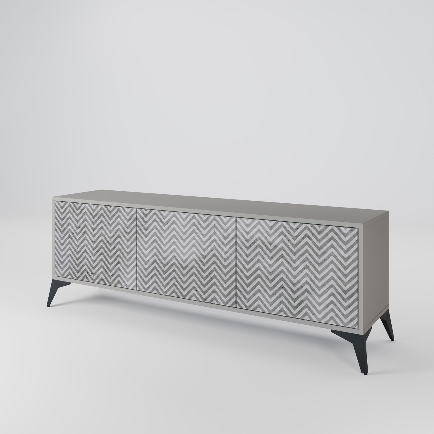 CONCRETE ZIG ZAG 3-Door TV Cabinet