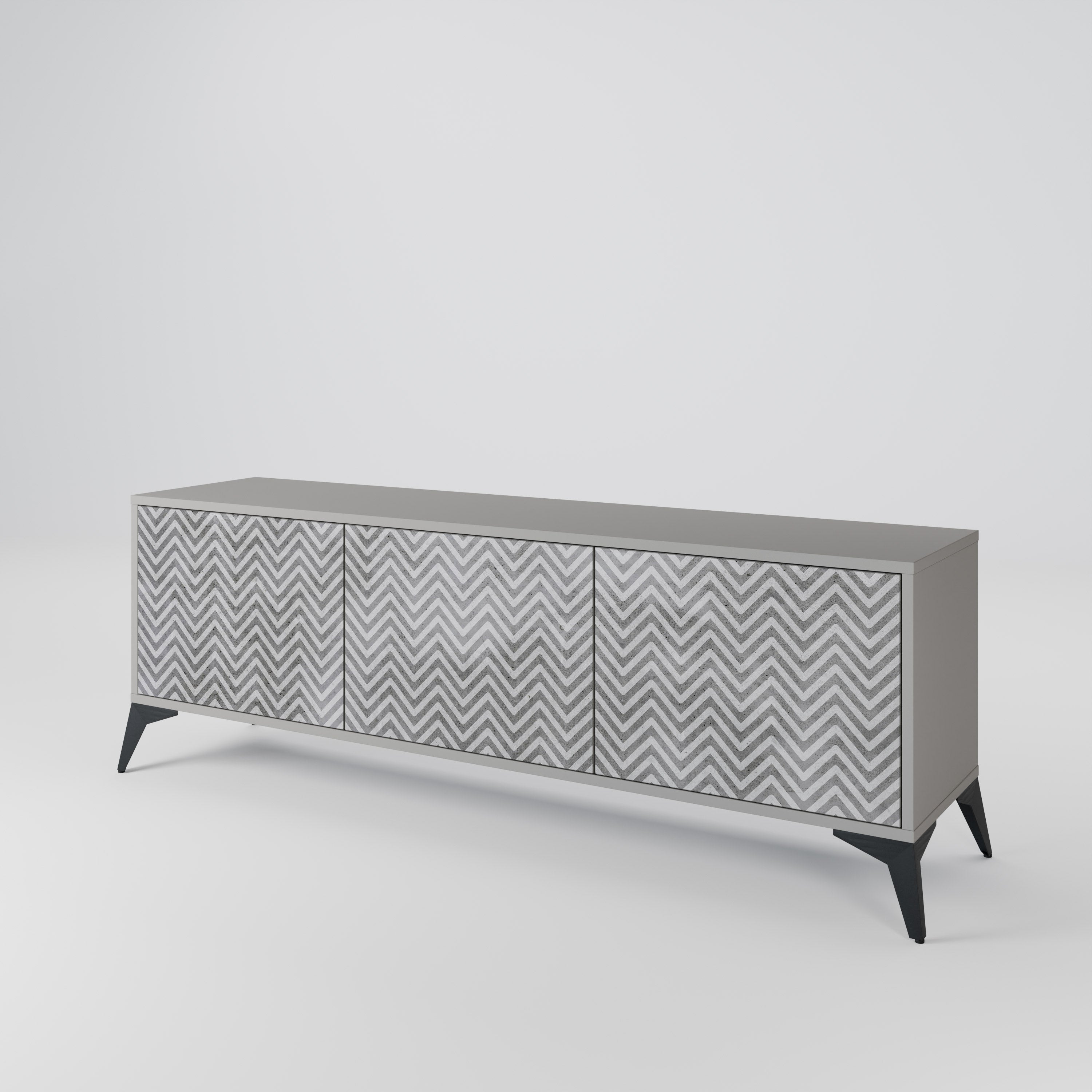 CONCRETE ZIG ZAG 3-Door TV Cabinet