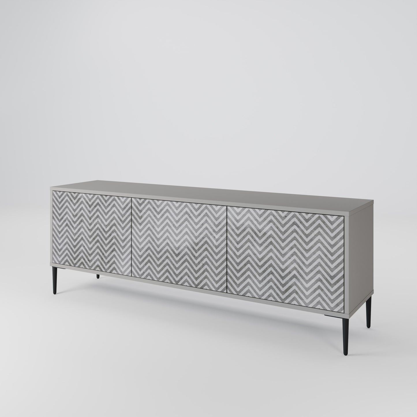 CONCRETE ZIG ZAG 3-Door TV Cabinet