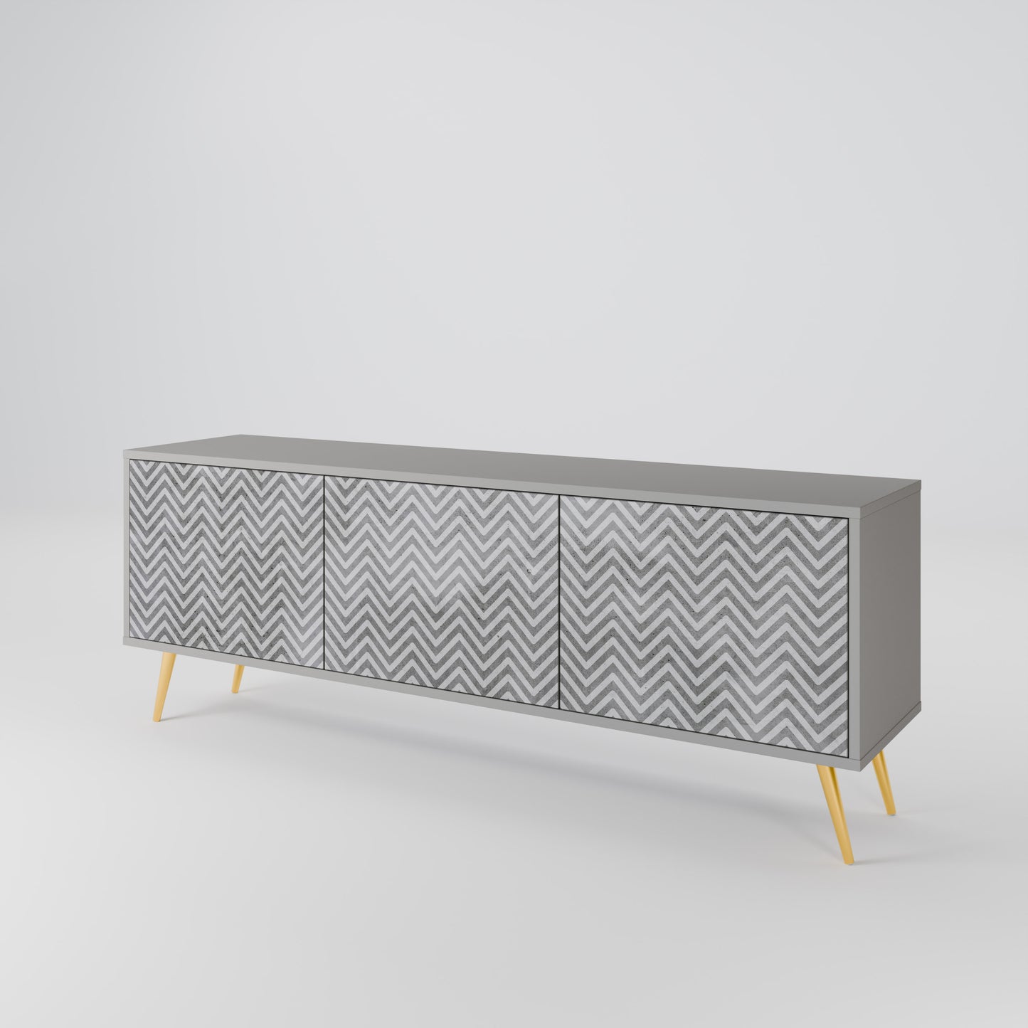 CONCRETE ZIG ZAG 3-Door TV Cabinet