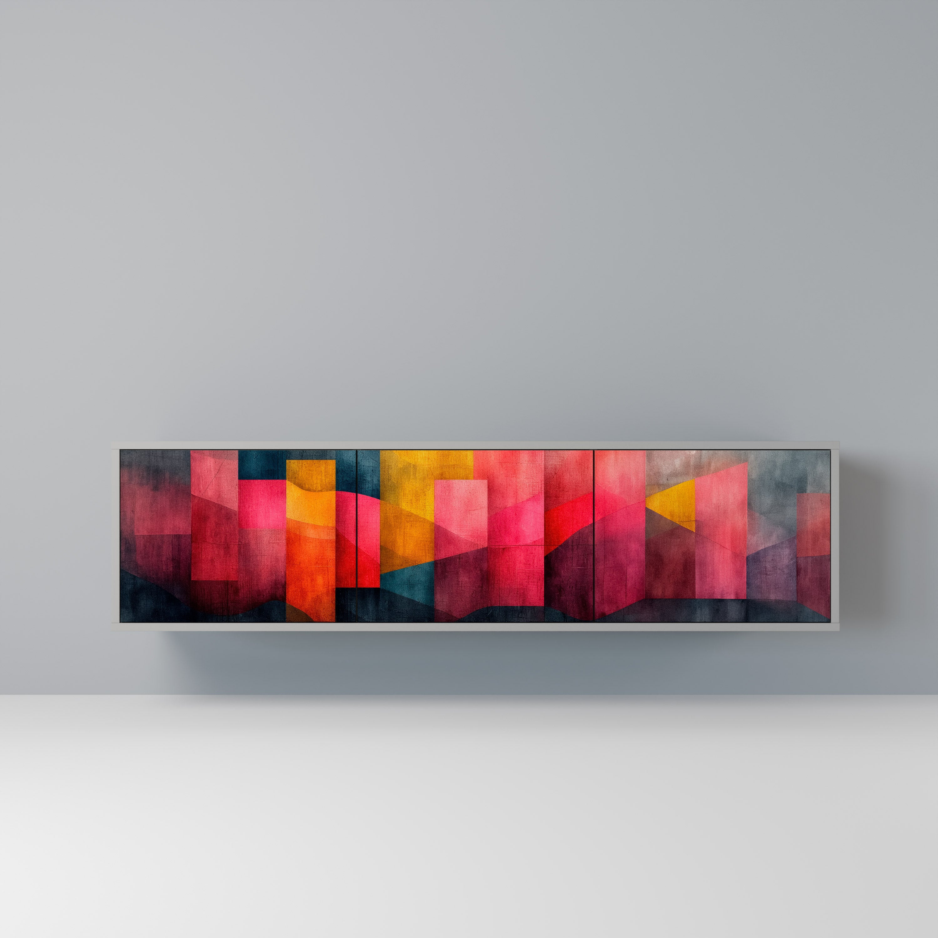 Meuble TV 3 portes COLORFUL SOUNDS en finition grise