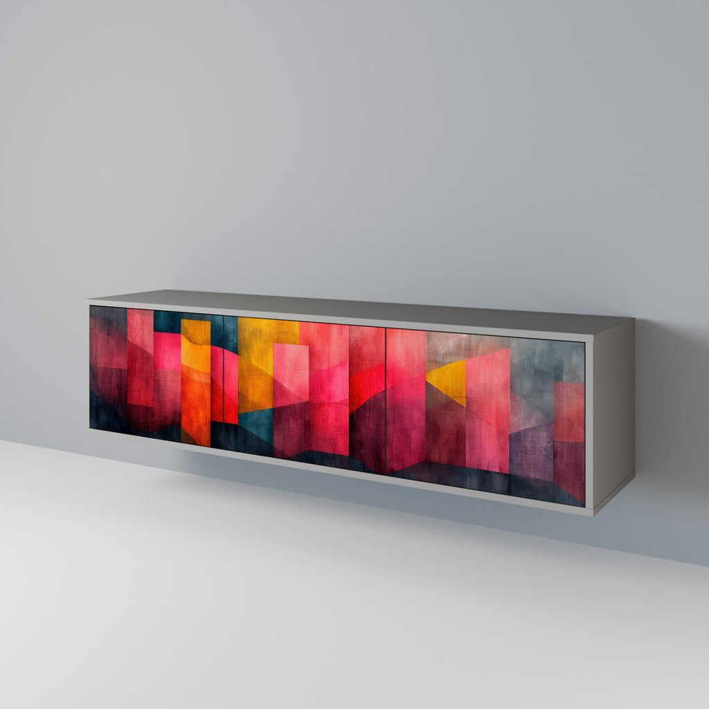 Meuble TV 3 portes COLORFUL SOUNDS en finition grise