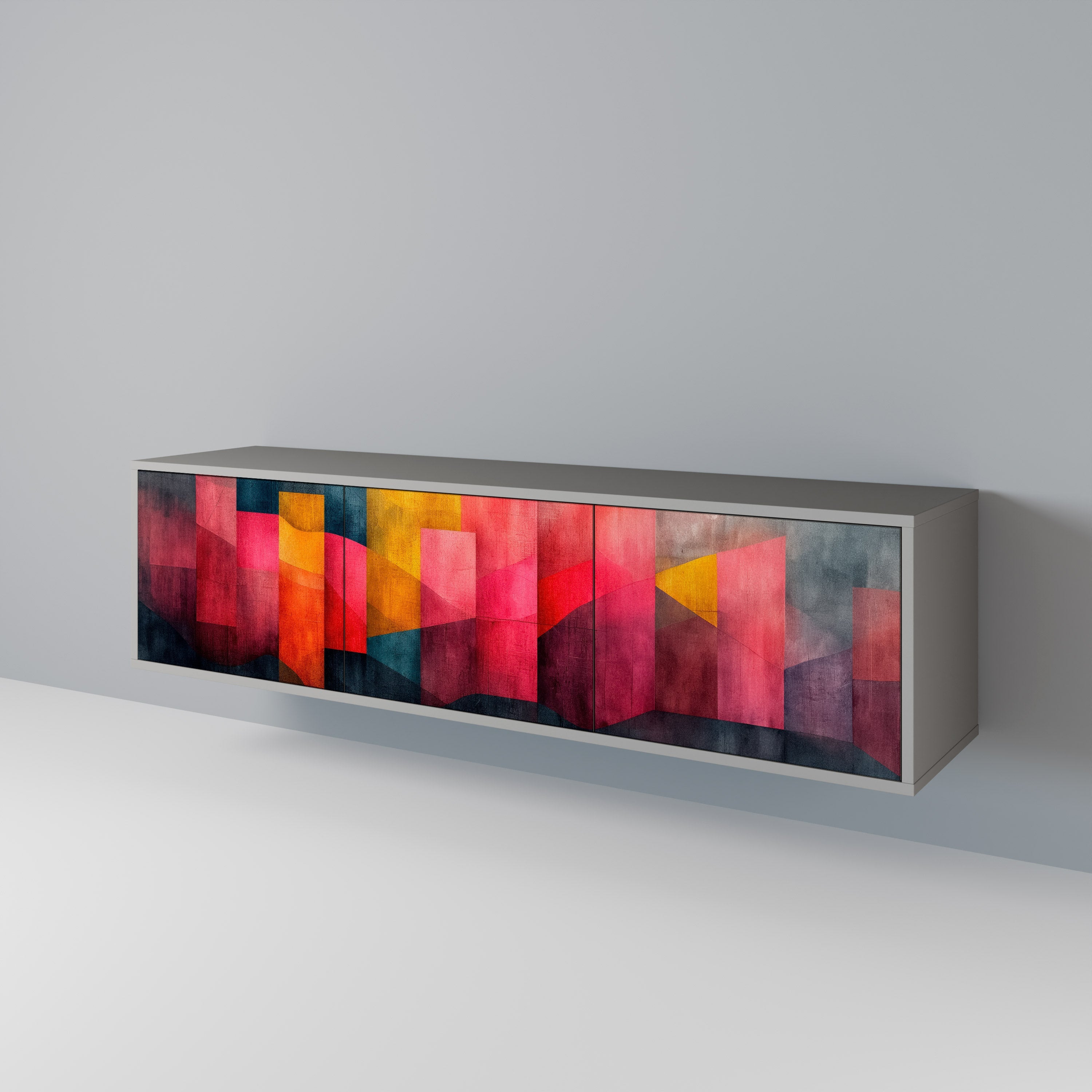 Meuble TV 3 portes COLORFUL SOUNDS en finition grise