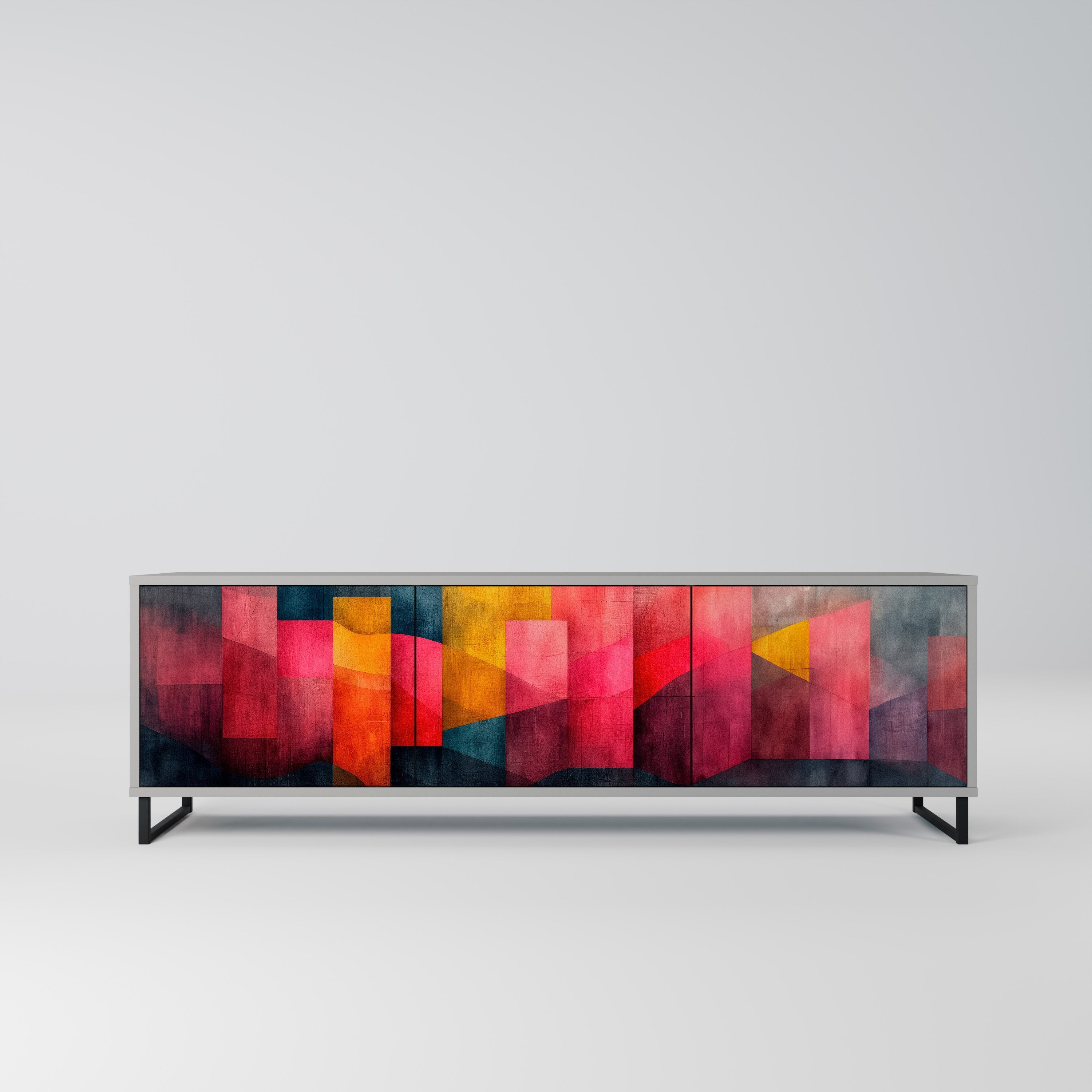 Meuble TV 3 portes COLORFUL SOUNDS en finition grise