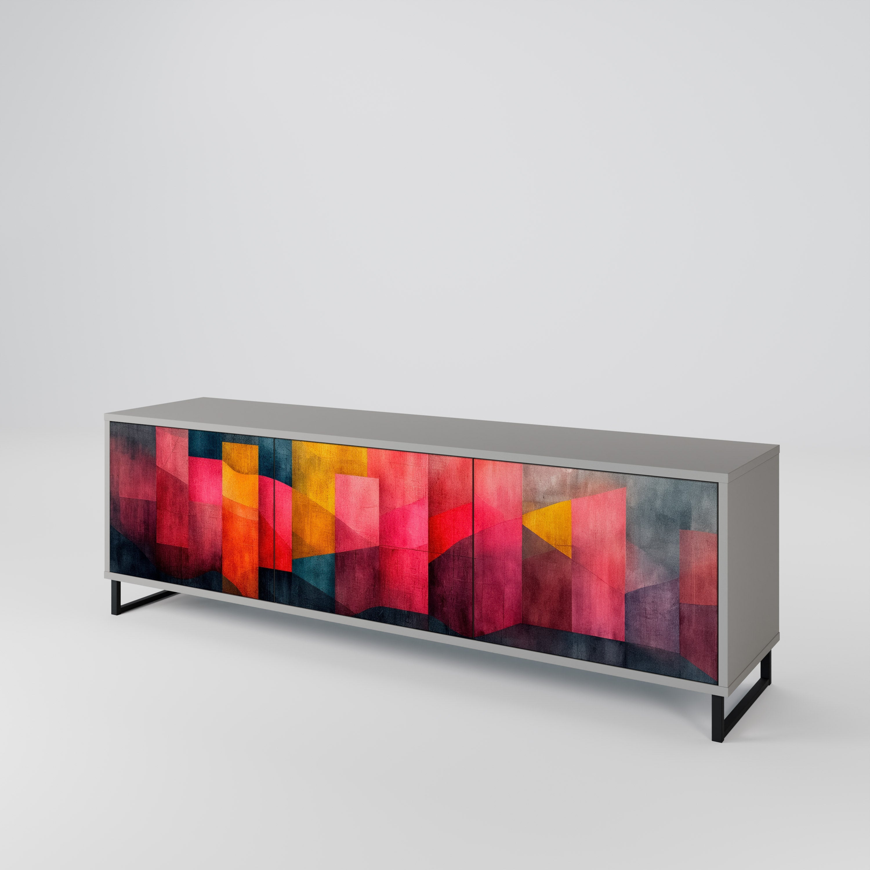 Meuble TV 3 portes COLORFUL SOUNDS en finition grise