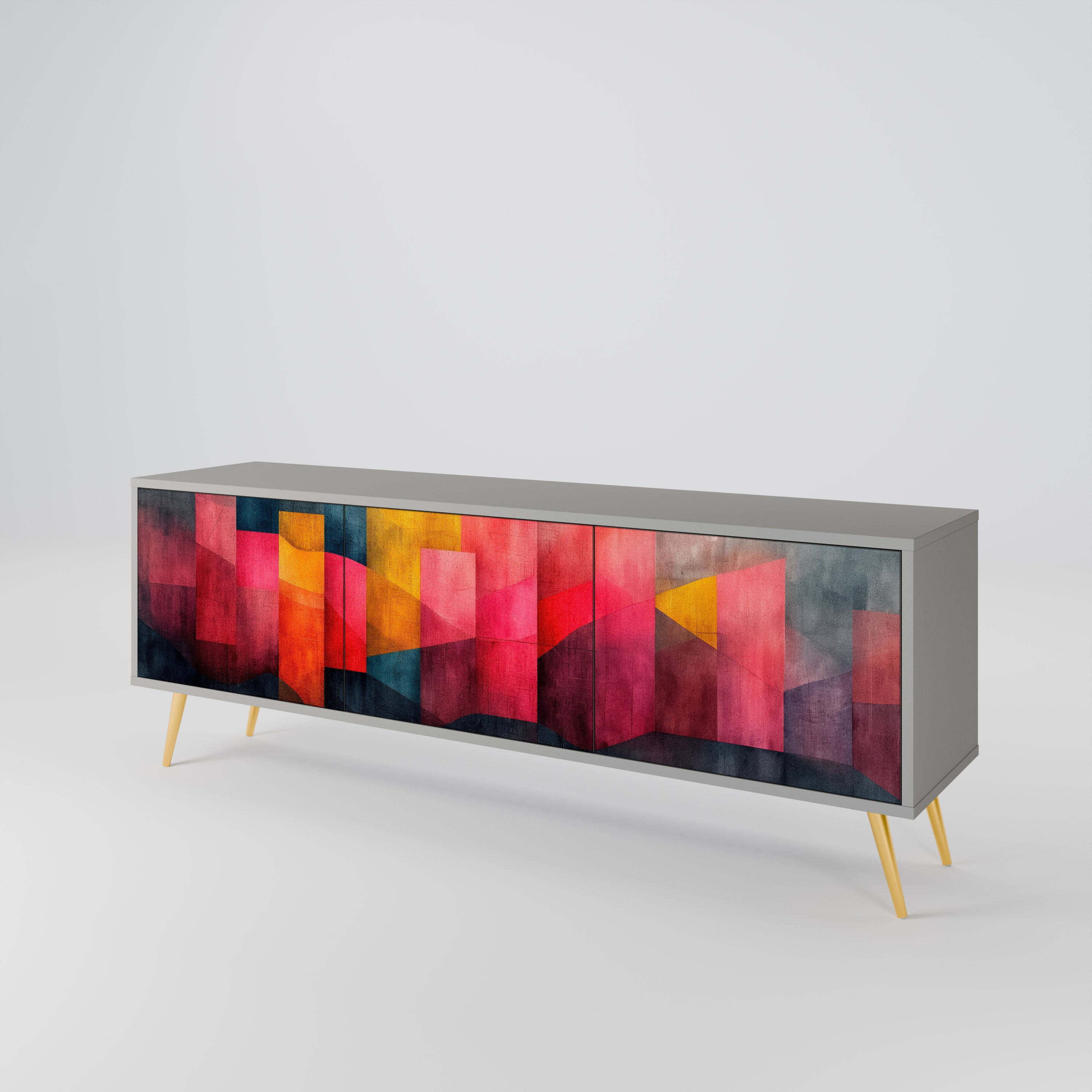 Meuble TV 3 portes COLORFUL SOUNDS en finition grise