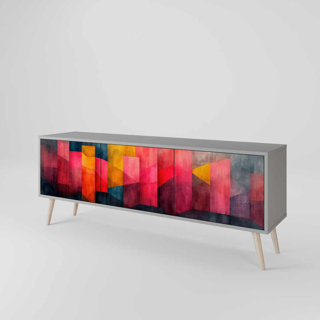 Meuble TV 3 portes COLORFUL SOUNDS en finition grise