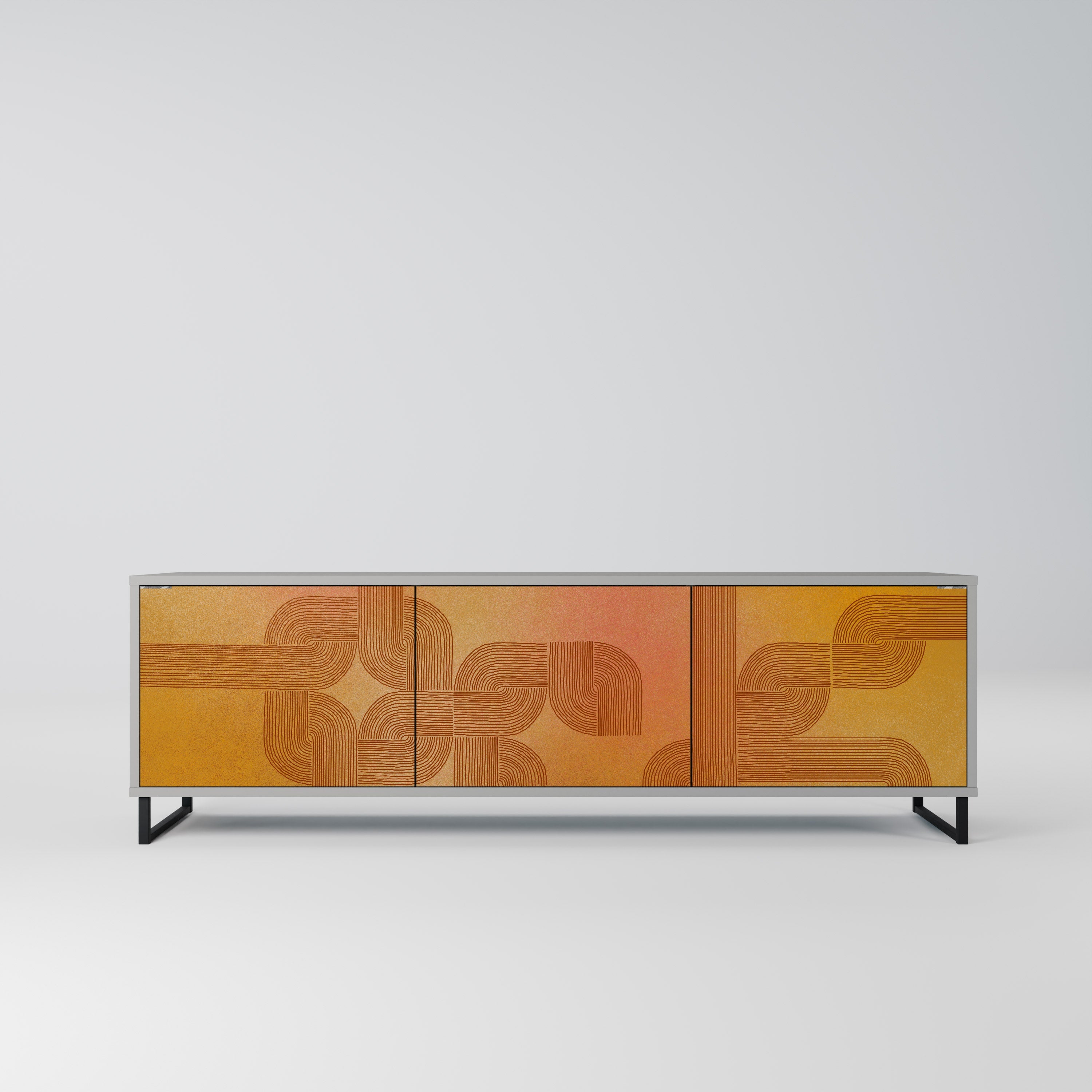 Meuble TV 3 portes STRENGTHENING RELATION, finition grise