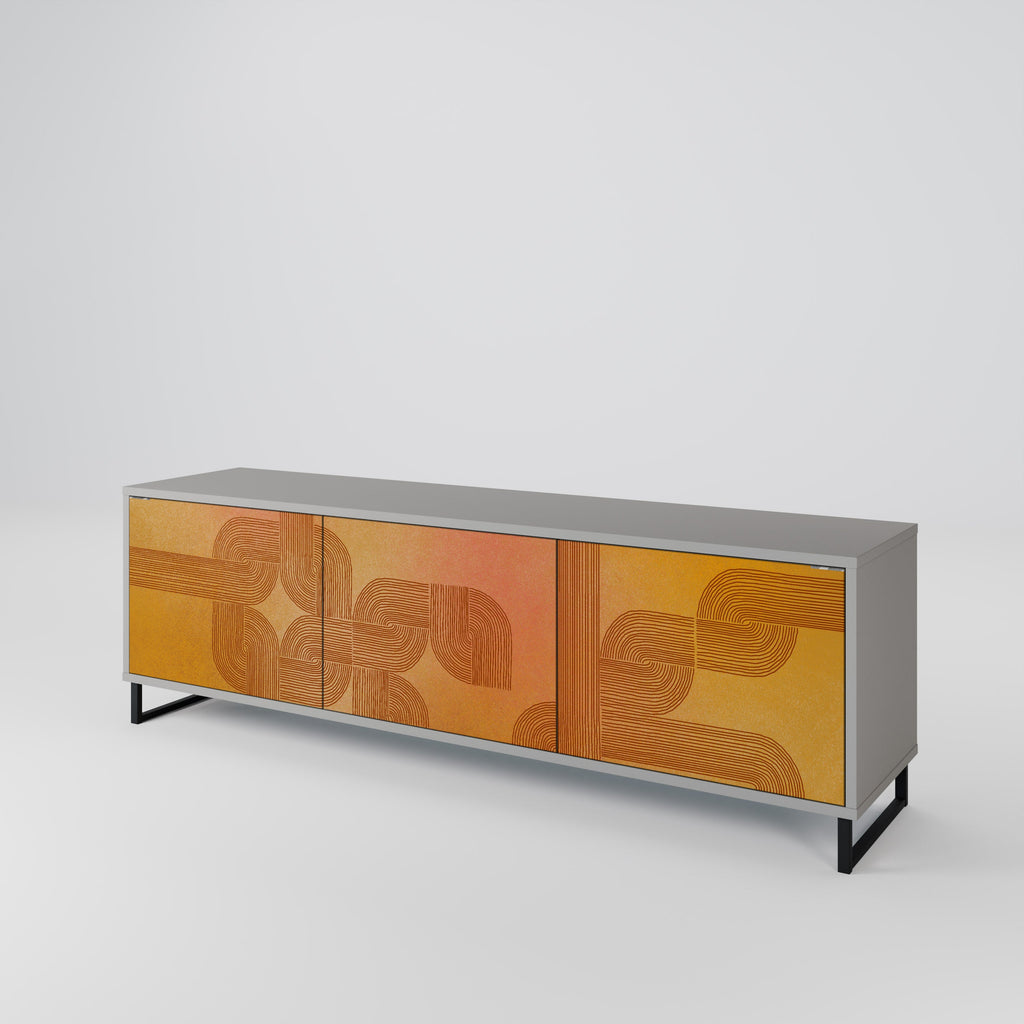 Meuble TV 3 portes STRENGTHENING RELATION, finition grise