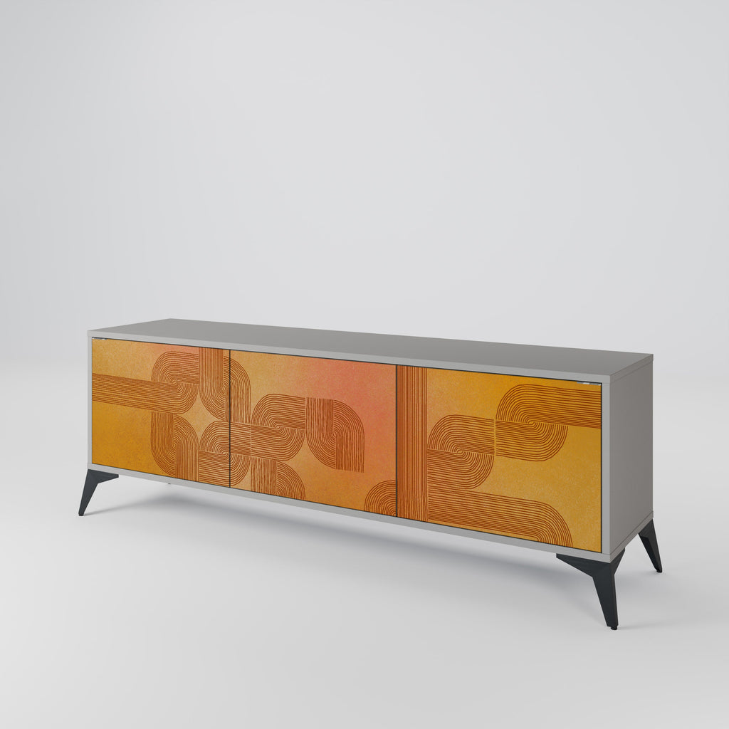 Meuble TV 3 portes STRENGTHENING RELATION, finition grise