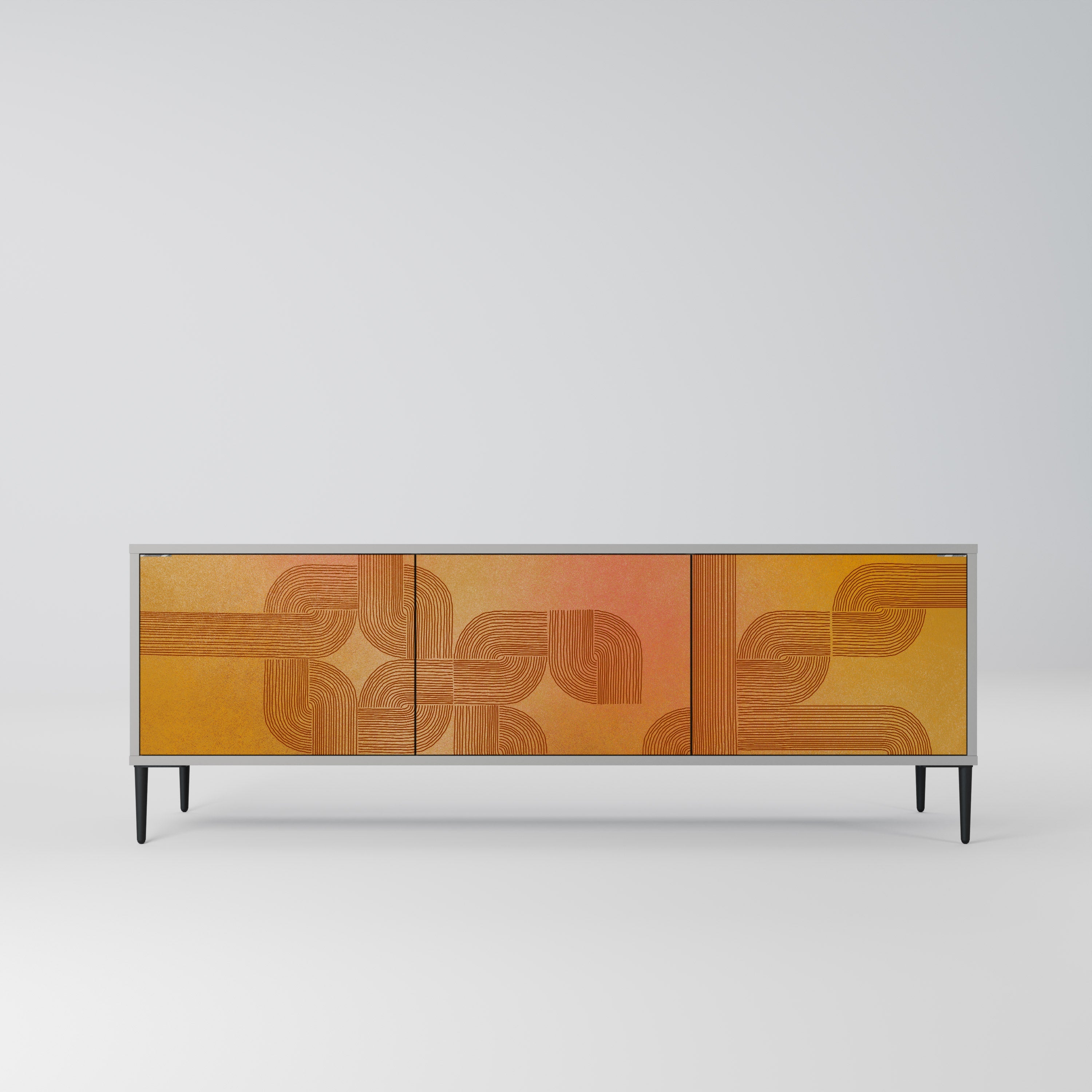 Meuble TV 3 portes STRENGTHENING RELATION, finition grise