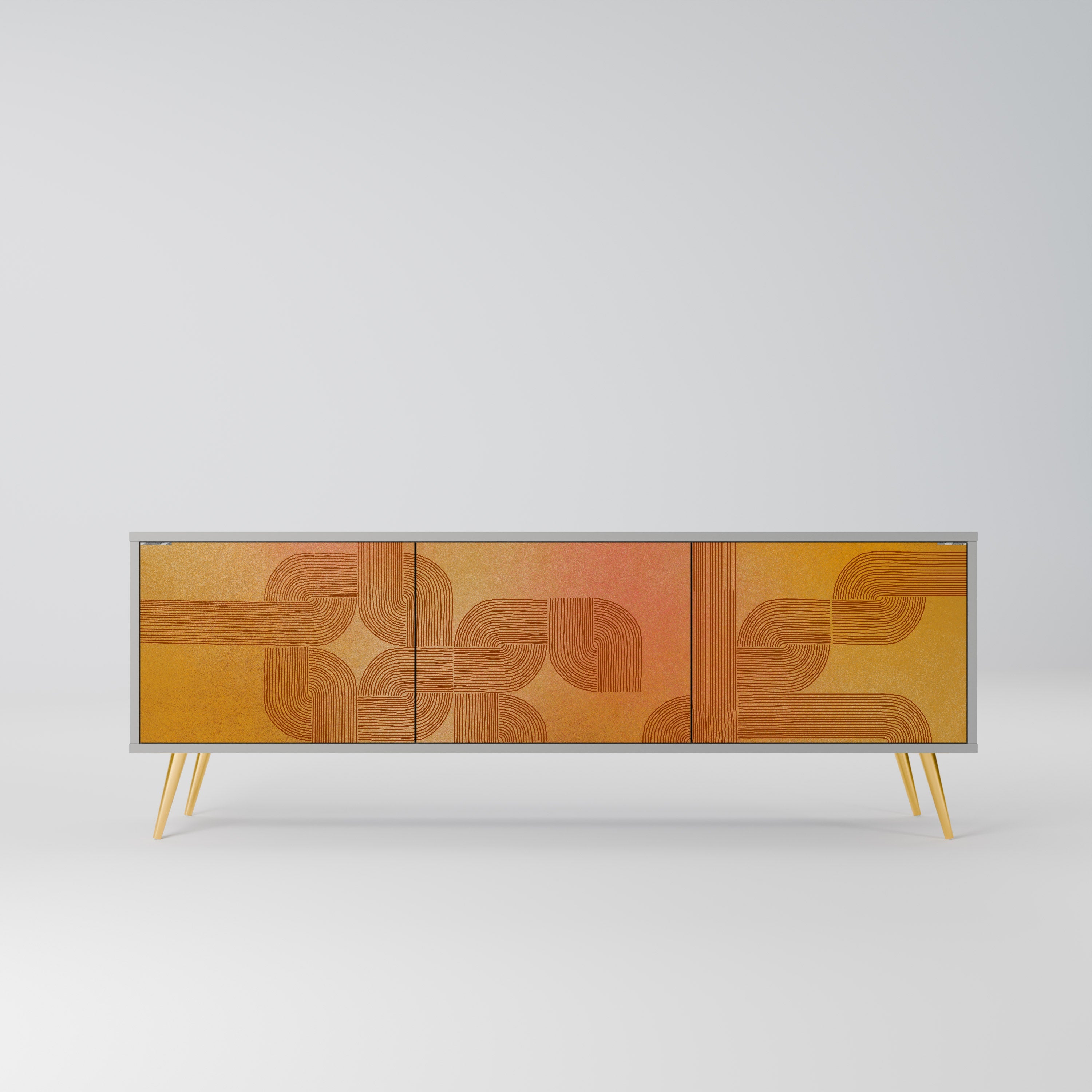 Meuble TV 3 portes STRENGTHENING RELATION, finition grise