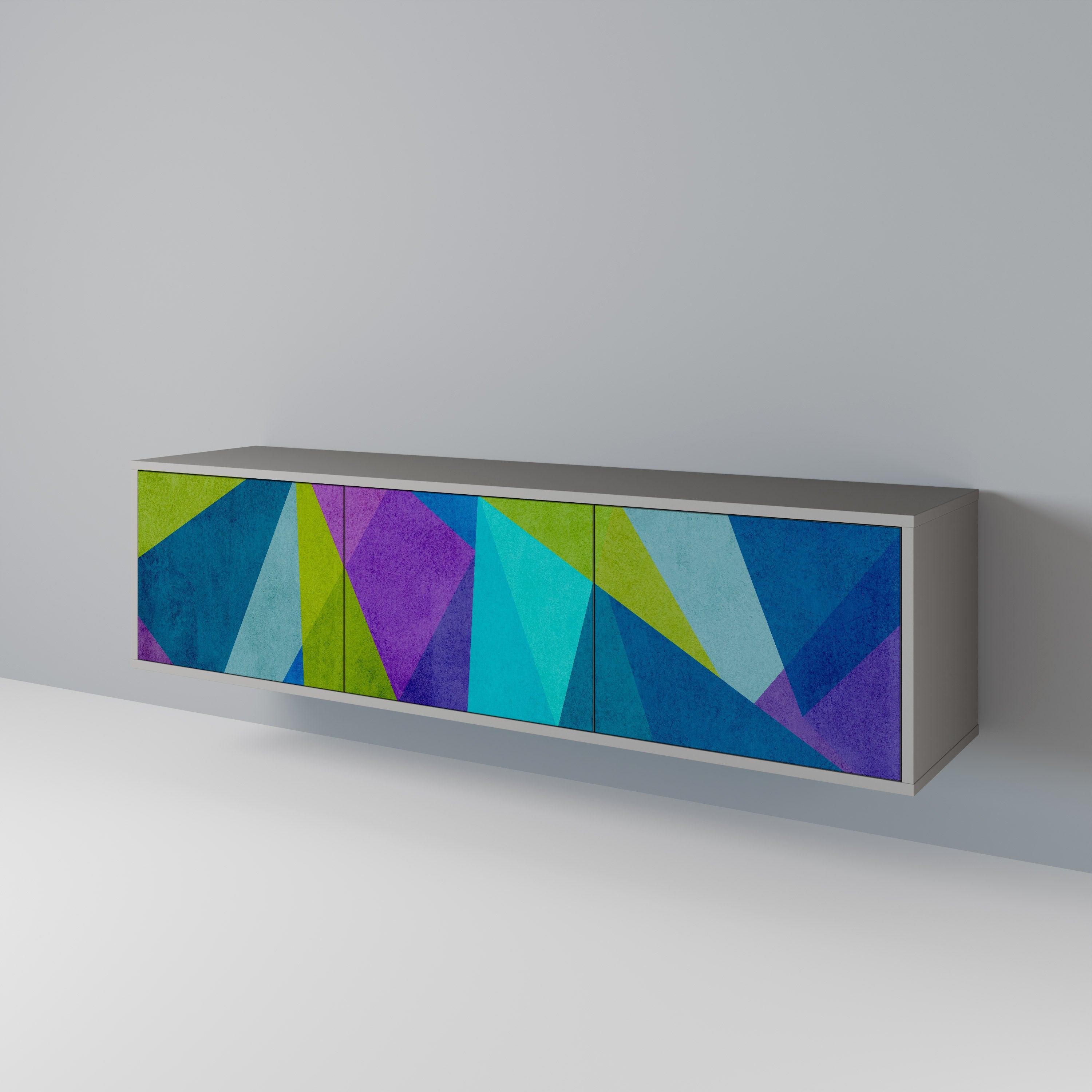 Meuble TV 3 portes COLD SHOWCASE en finition grise