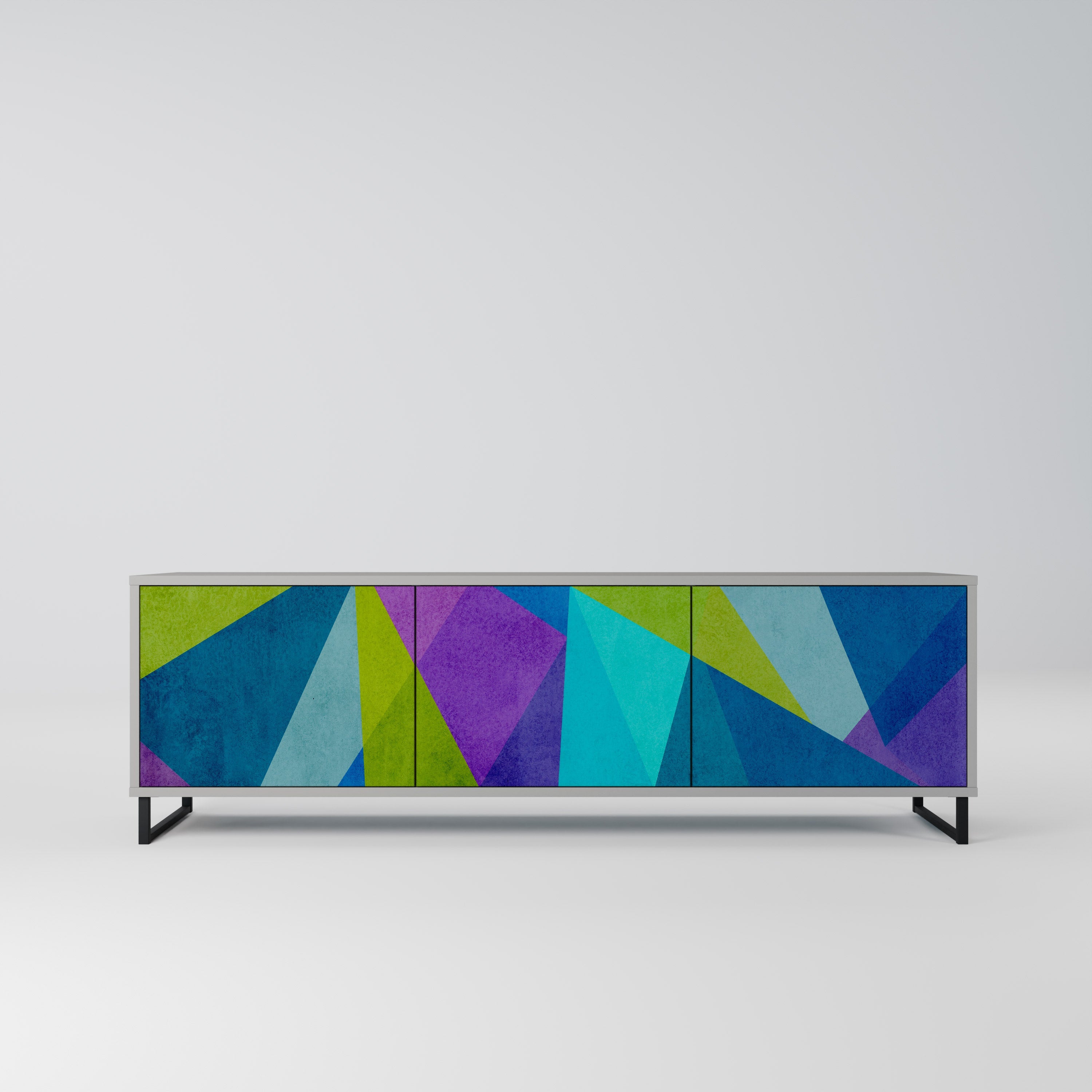 Meuble TV 3 portes COLD SHOWCASE en finition grise