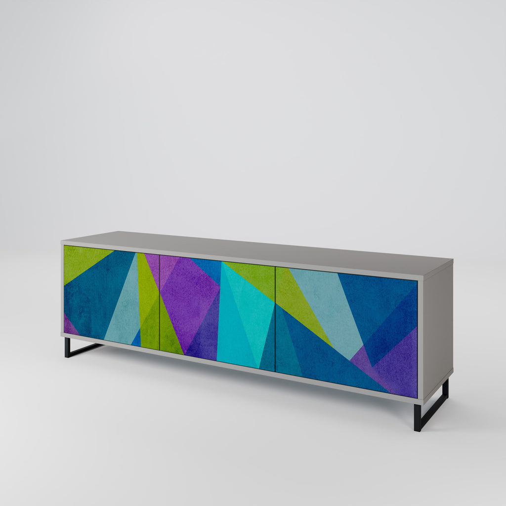 Meuble TV 3 portes COLD SHOWCASE en finition grise