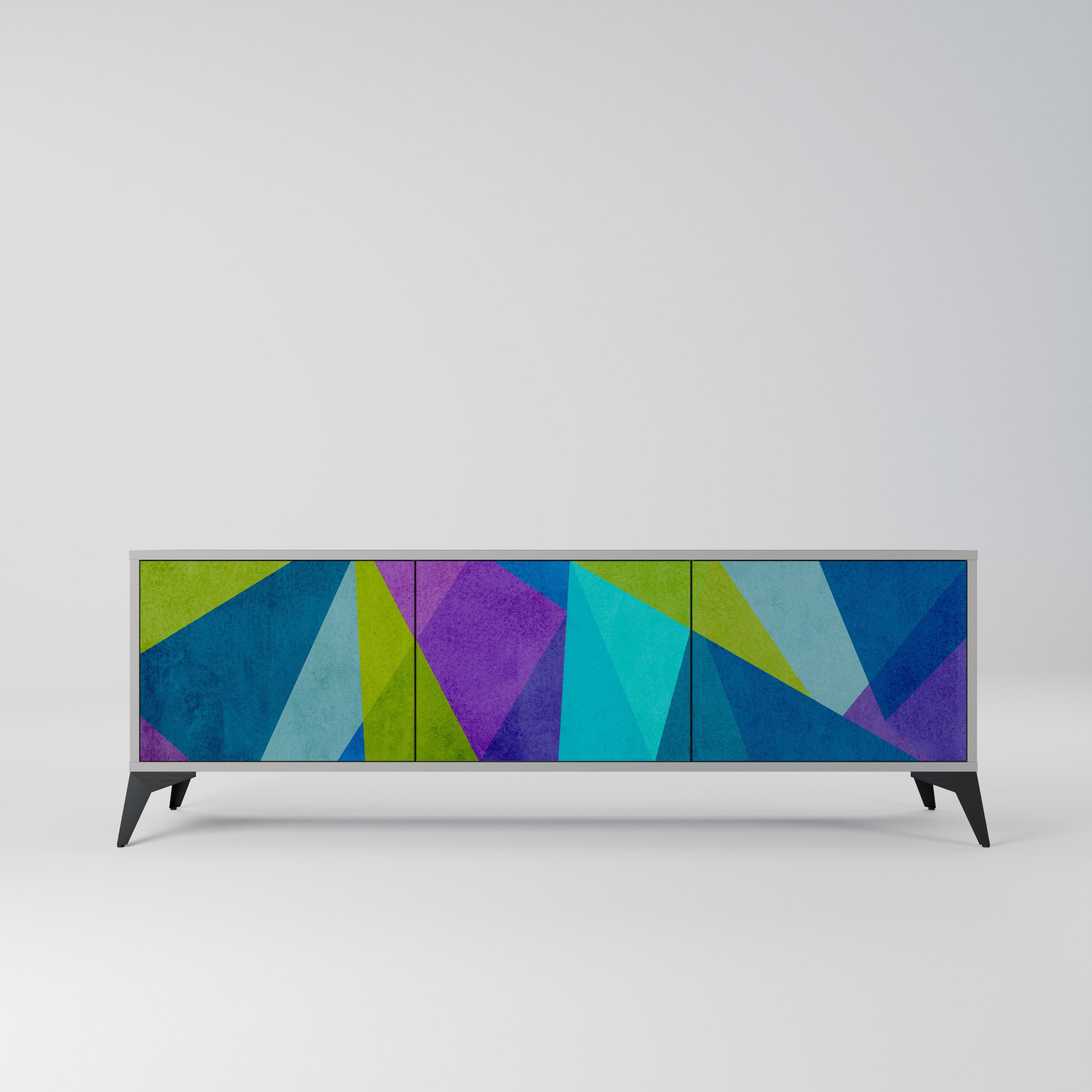 Meuble TV 3 portes COLD SHOWCASE en finition grise