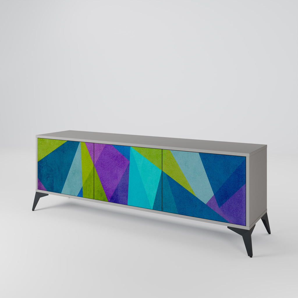 Meuble TV 3 portes COLD SHOWCASE en finition grise