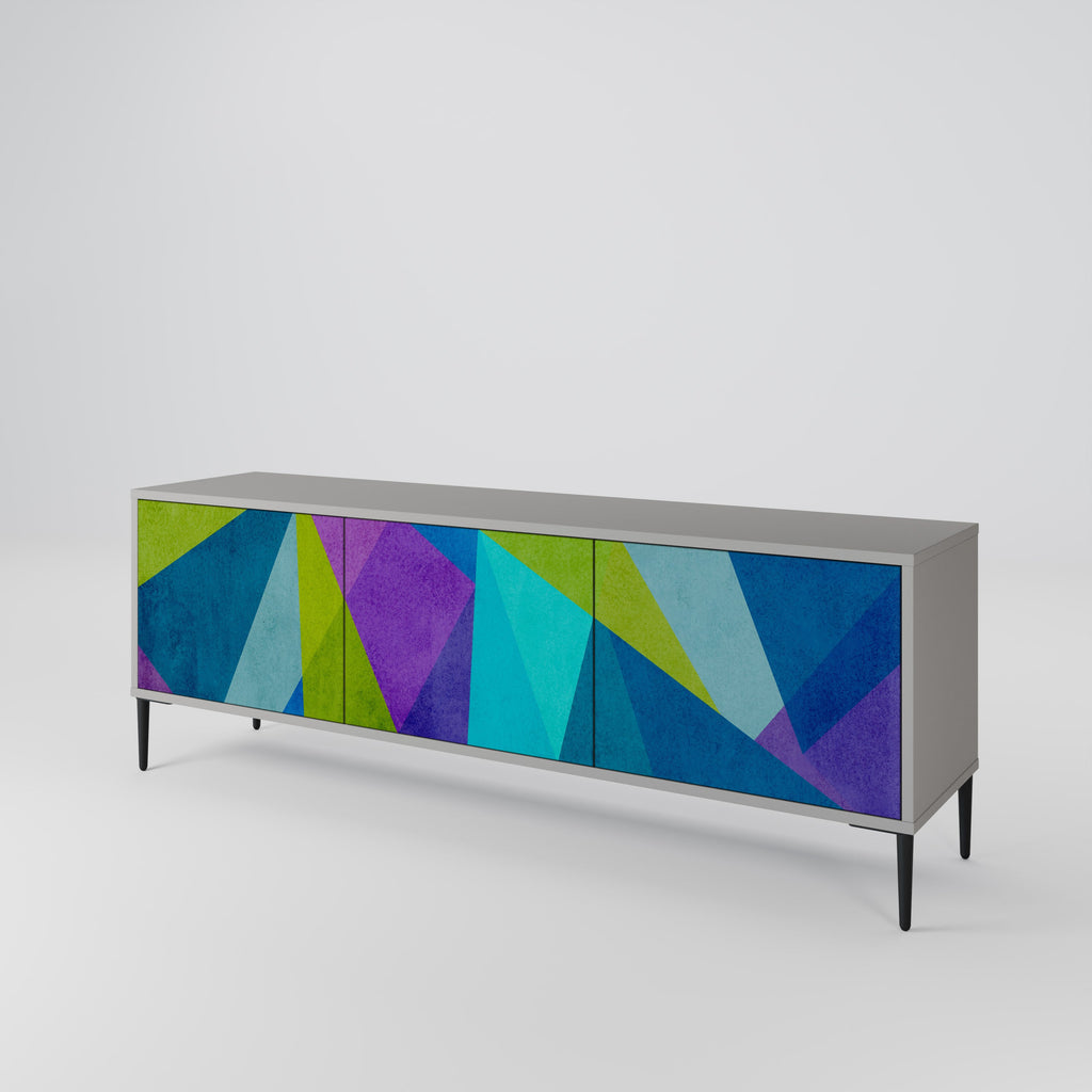 Meuble TV 3 portes COLD SHOWCASE en finition grise