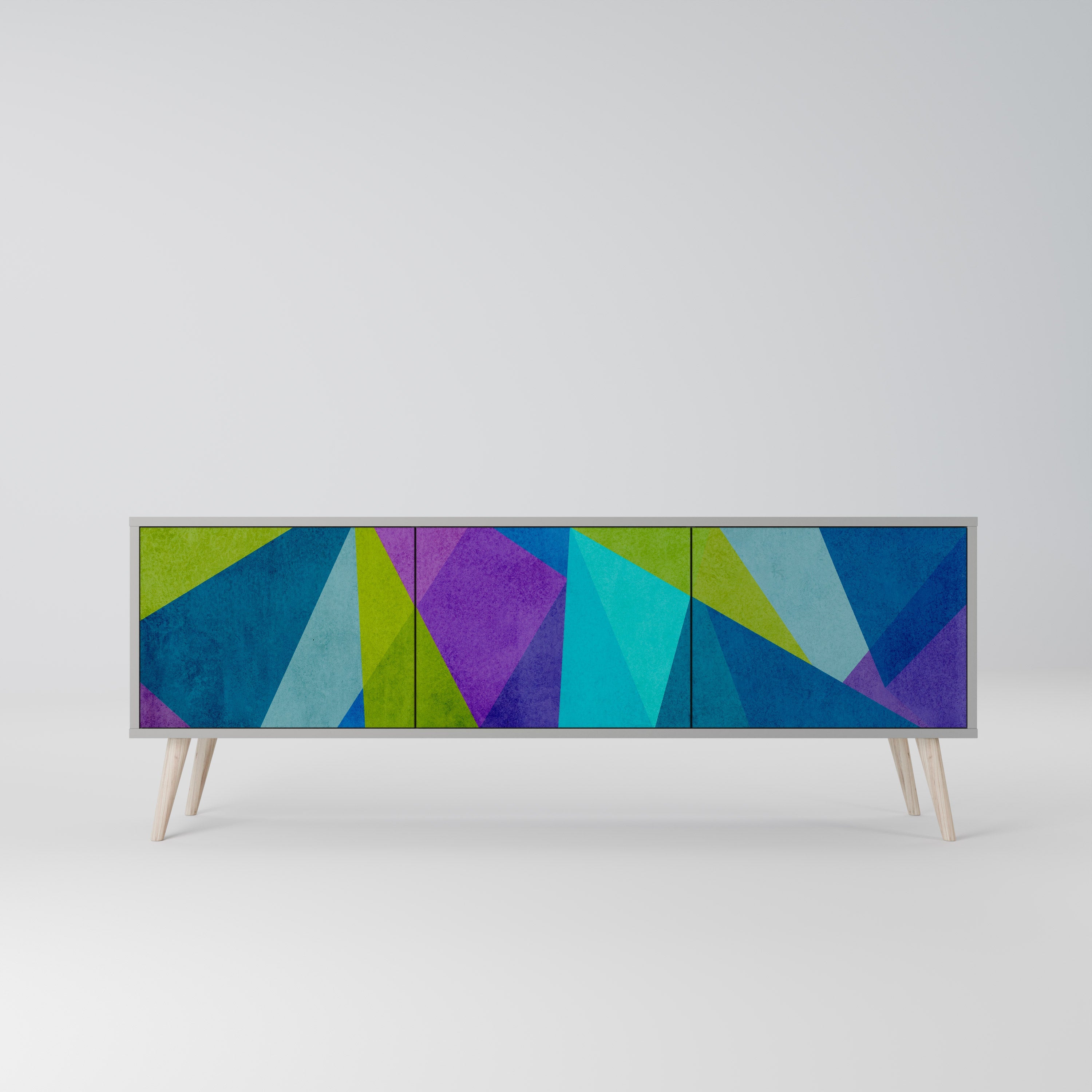 Meuble TV 3 portes COLD SHOWCASE en finition grise