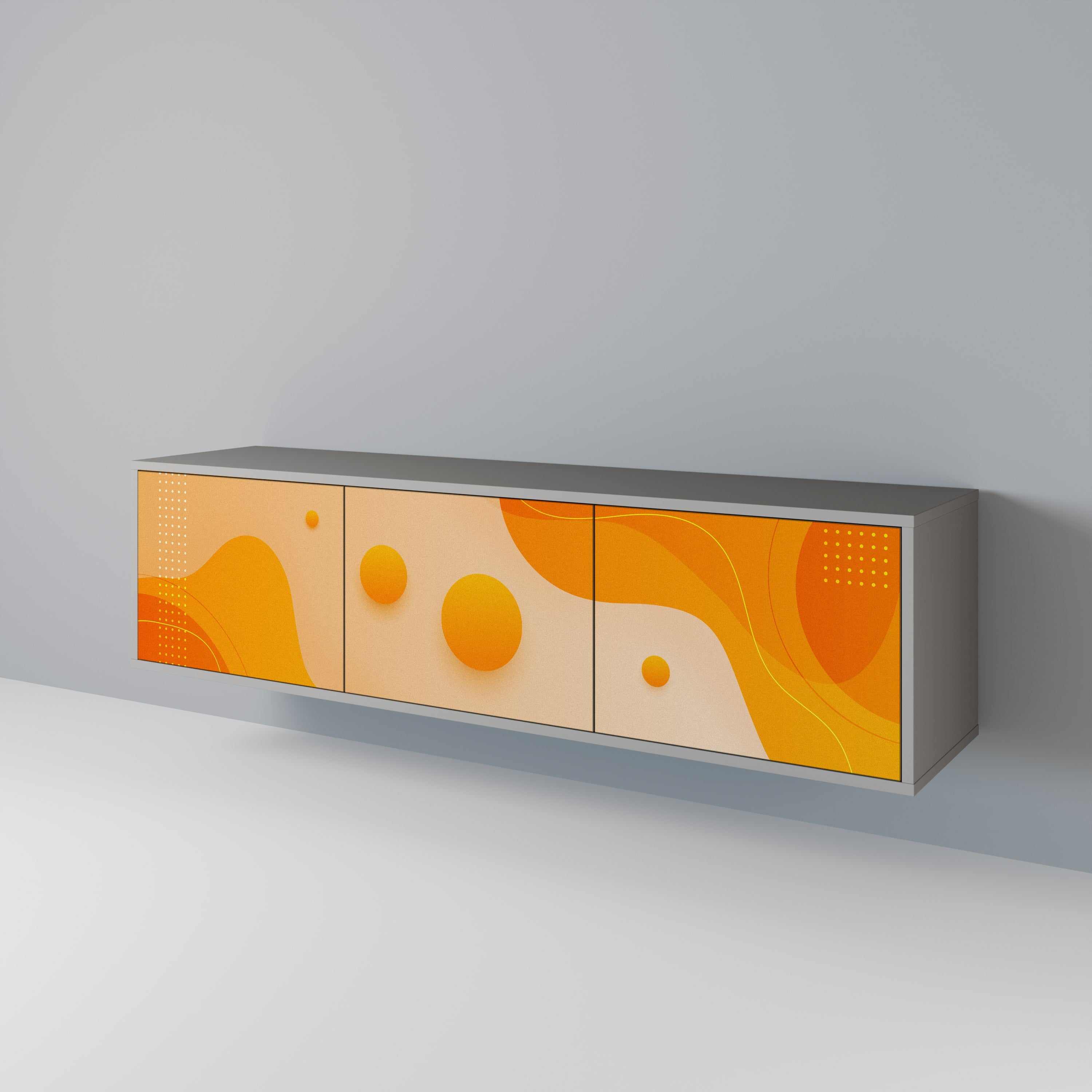 Meuble TV 3 portes ORANGE ARRANGEMENT en finition grise