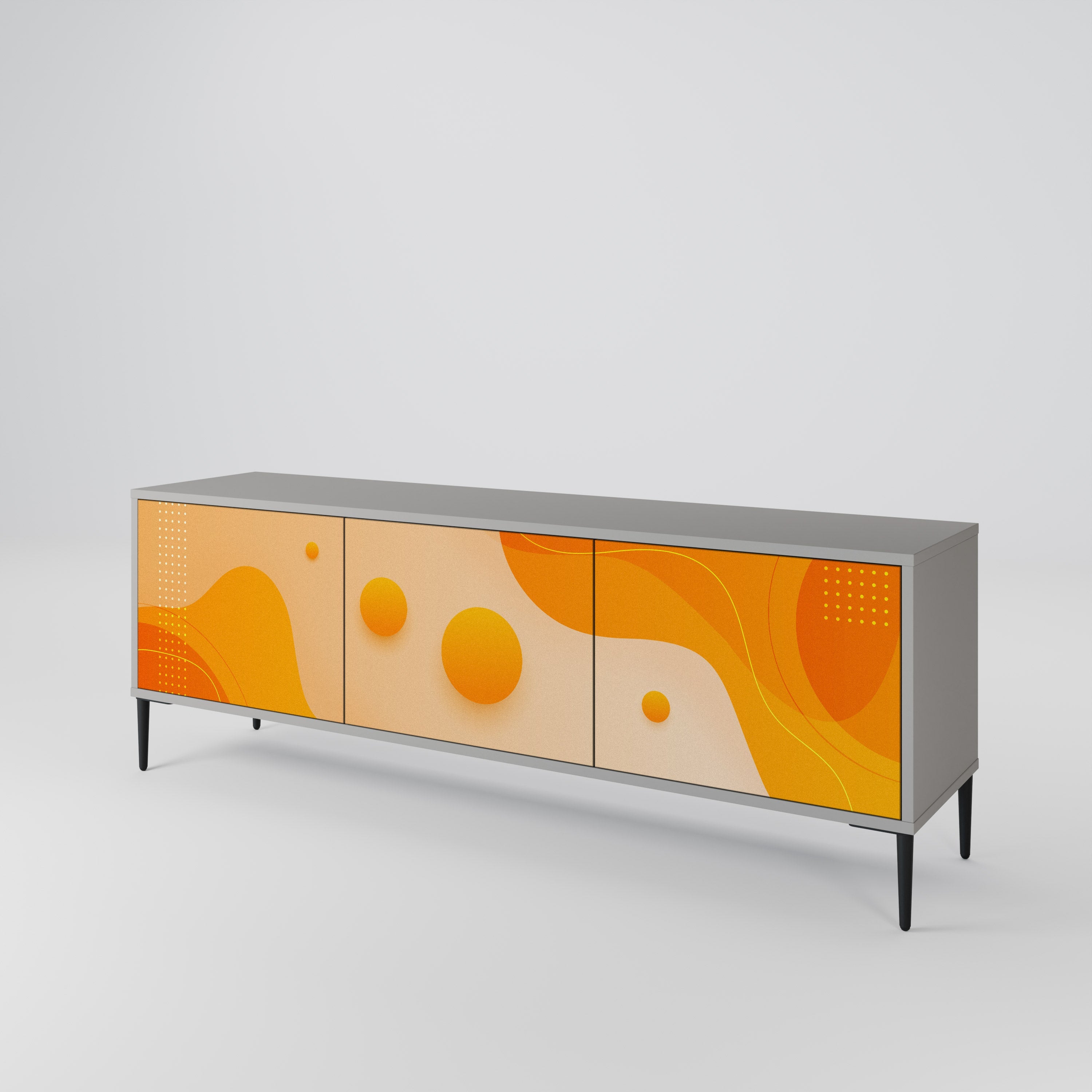 Meuble TV 3 portes ORANGE ARRANGEMENT en finition grise