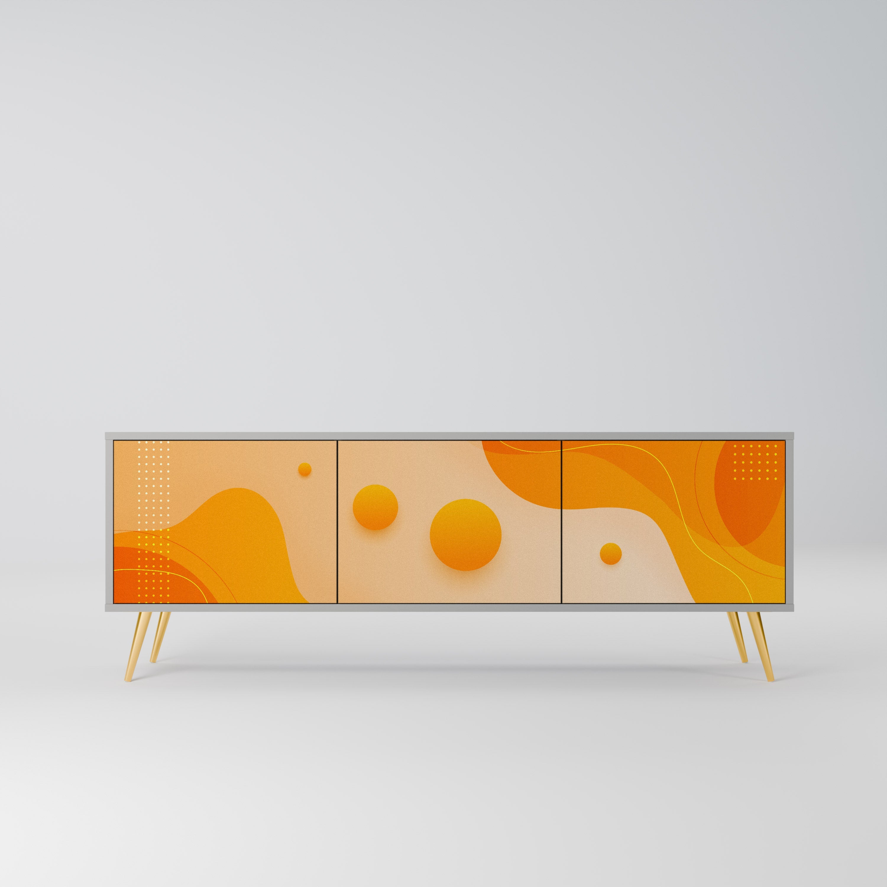 Meuble TV 3 portes ORANGE ARRANGEMENT en finition grise