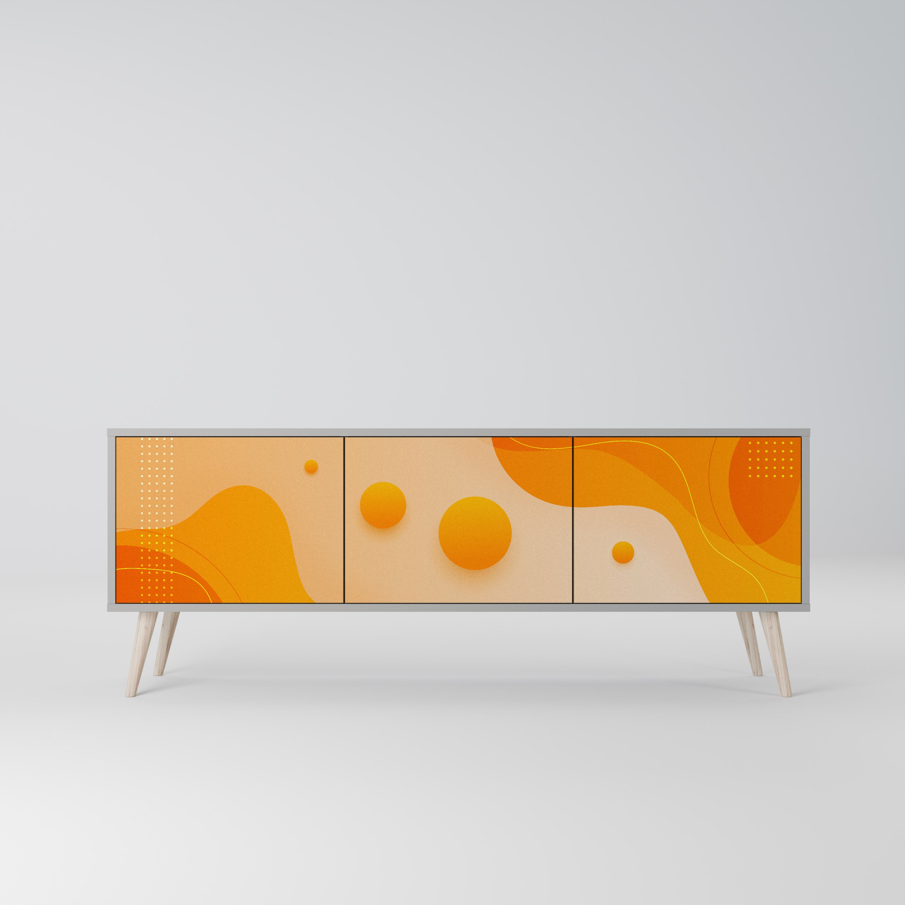 Meuble TV 3 portes ORANGE ARRANGEMENT en finition grise