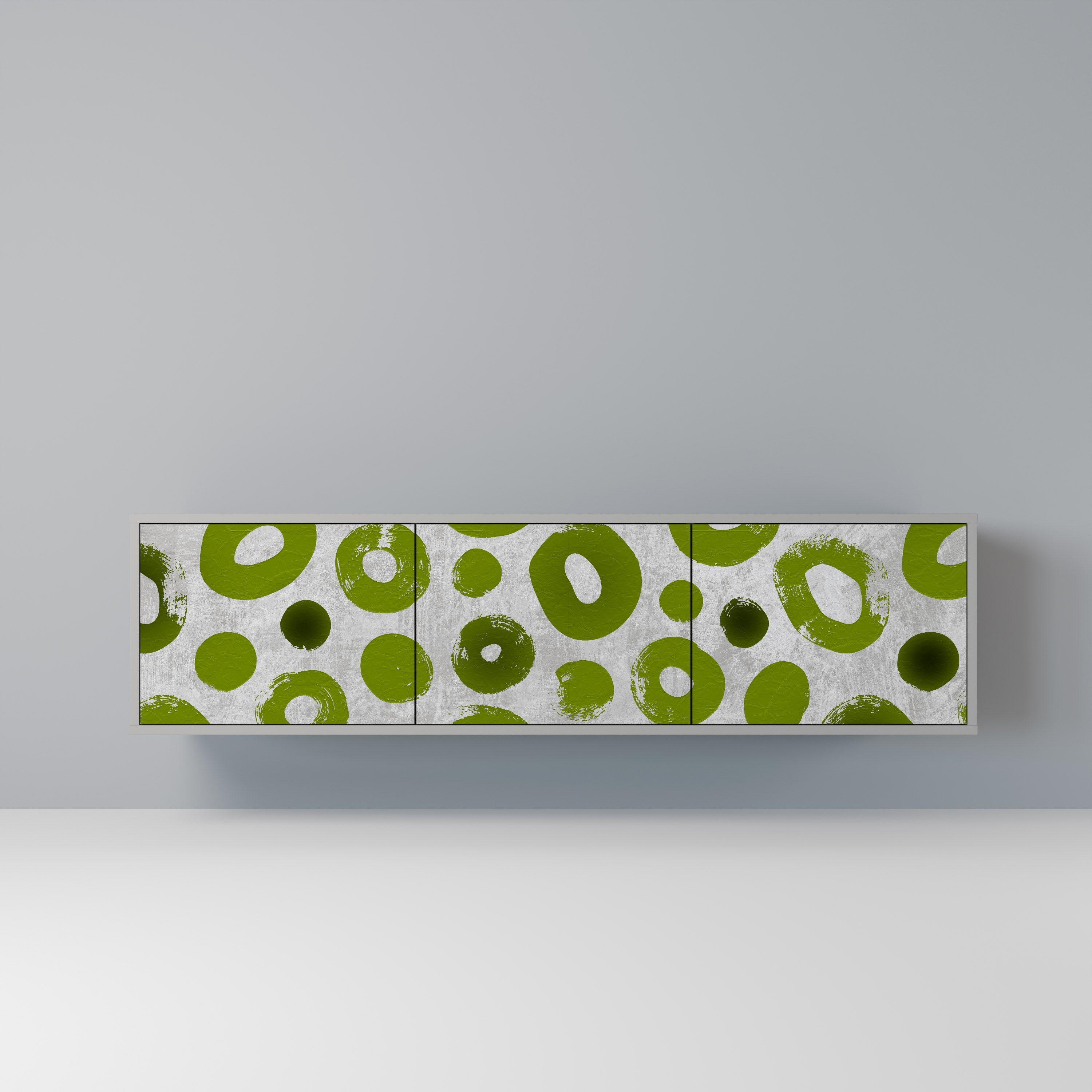 Meuble TV 3 portes GREEN RHAPSODY finition grise