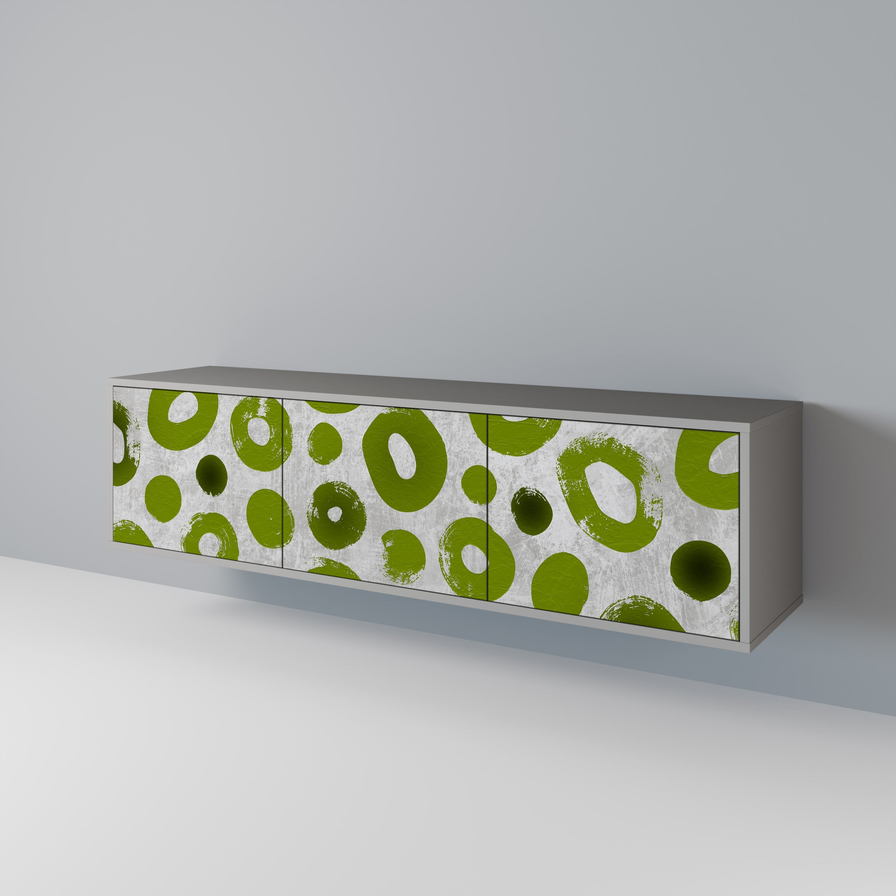 Meuble TV 3 portes GREEN RHAPSODY finition grise