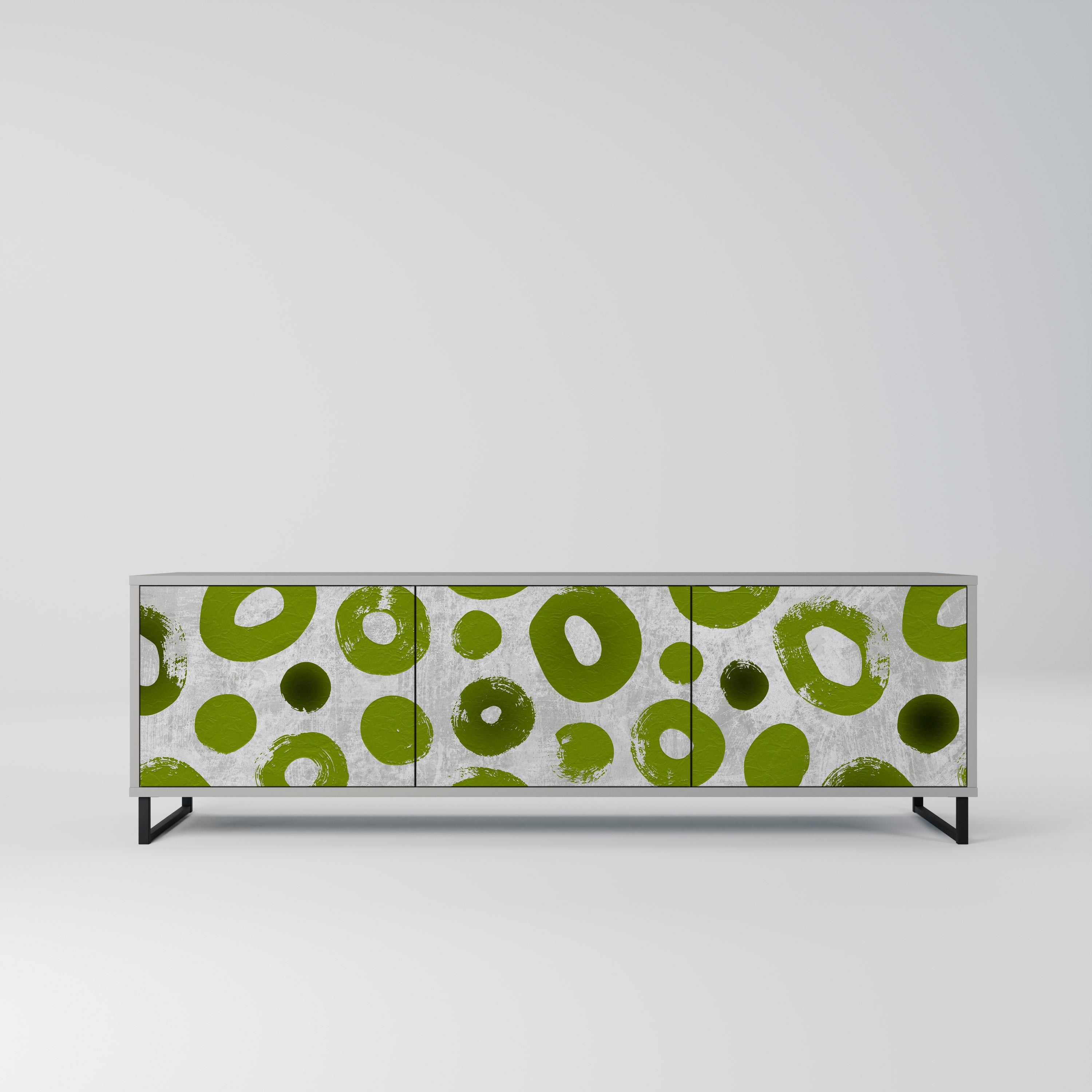 Meuble TV 3 portes GREEN RHAPSODY finition grise