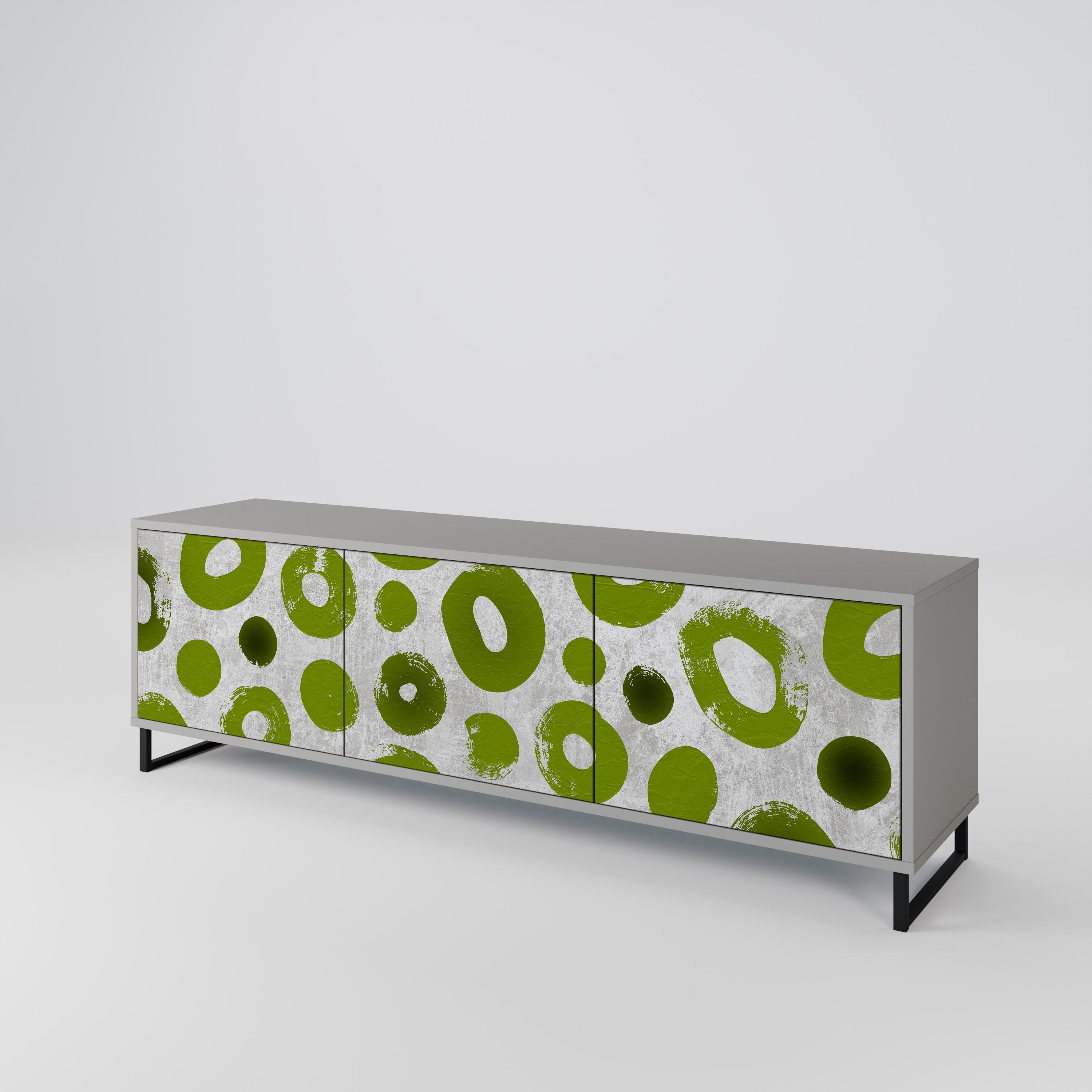 Meuble TV 3 portes GREEN RHAPSODY finition grise