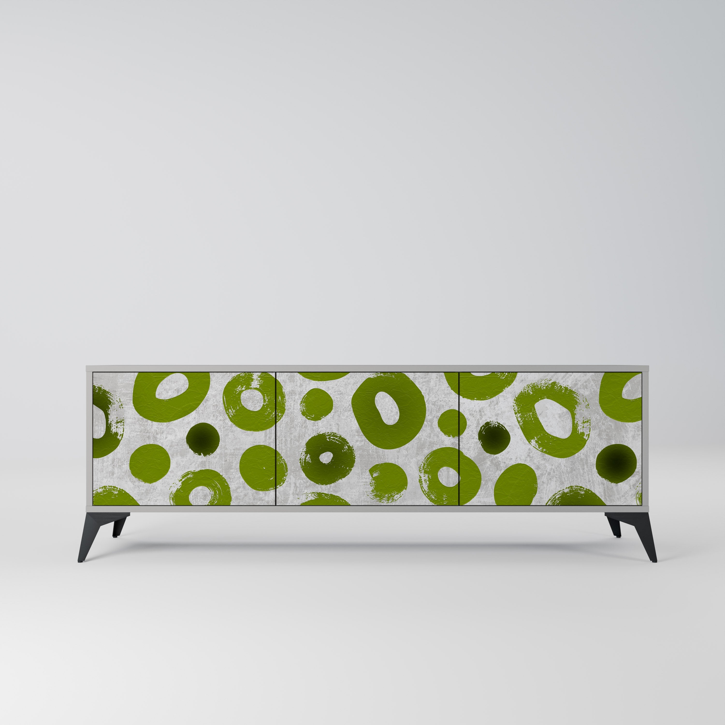 Meuble TV 3 portes GREEN RHAPSODY finition grise