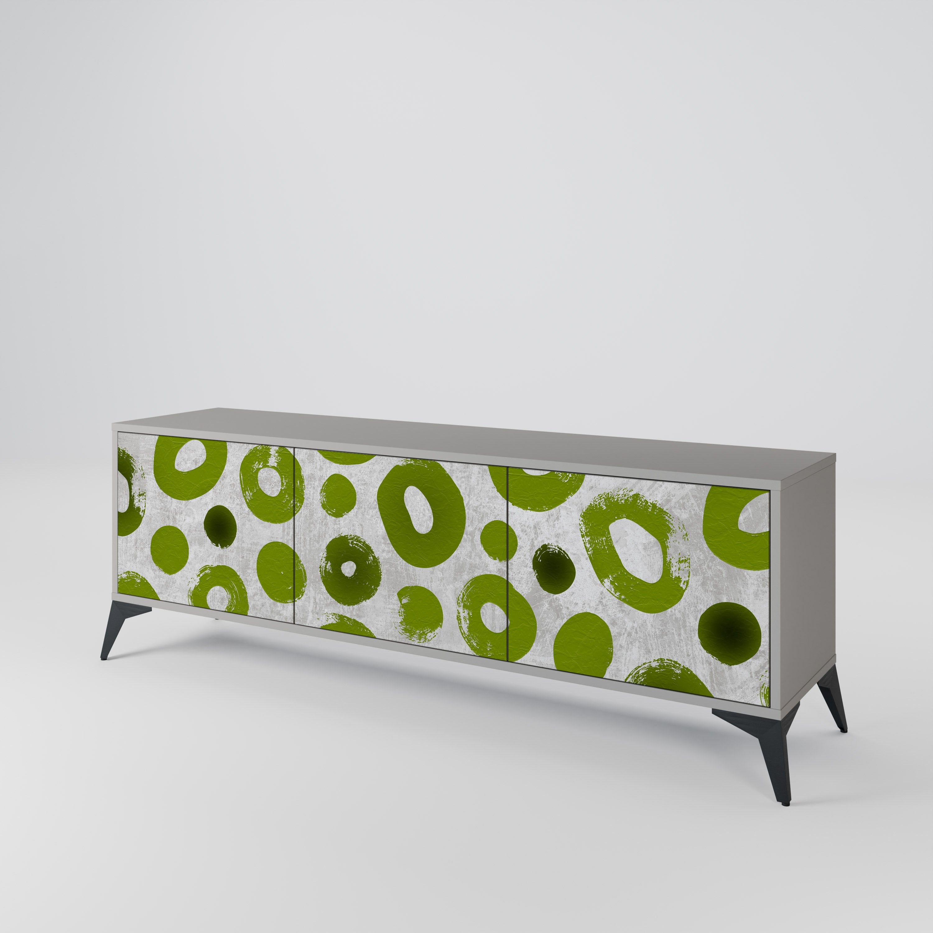 Meuble TV 3 portes GREEN RHAPSODY finition grise