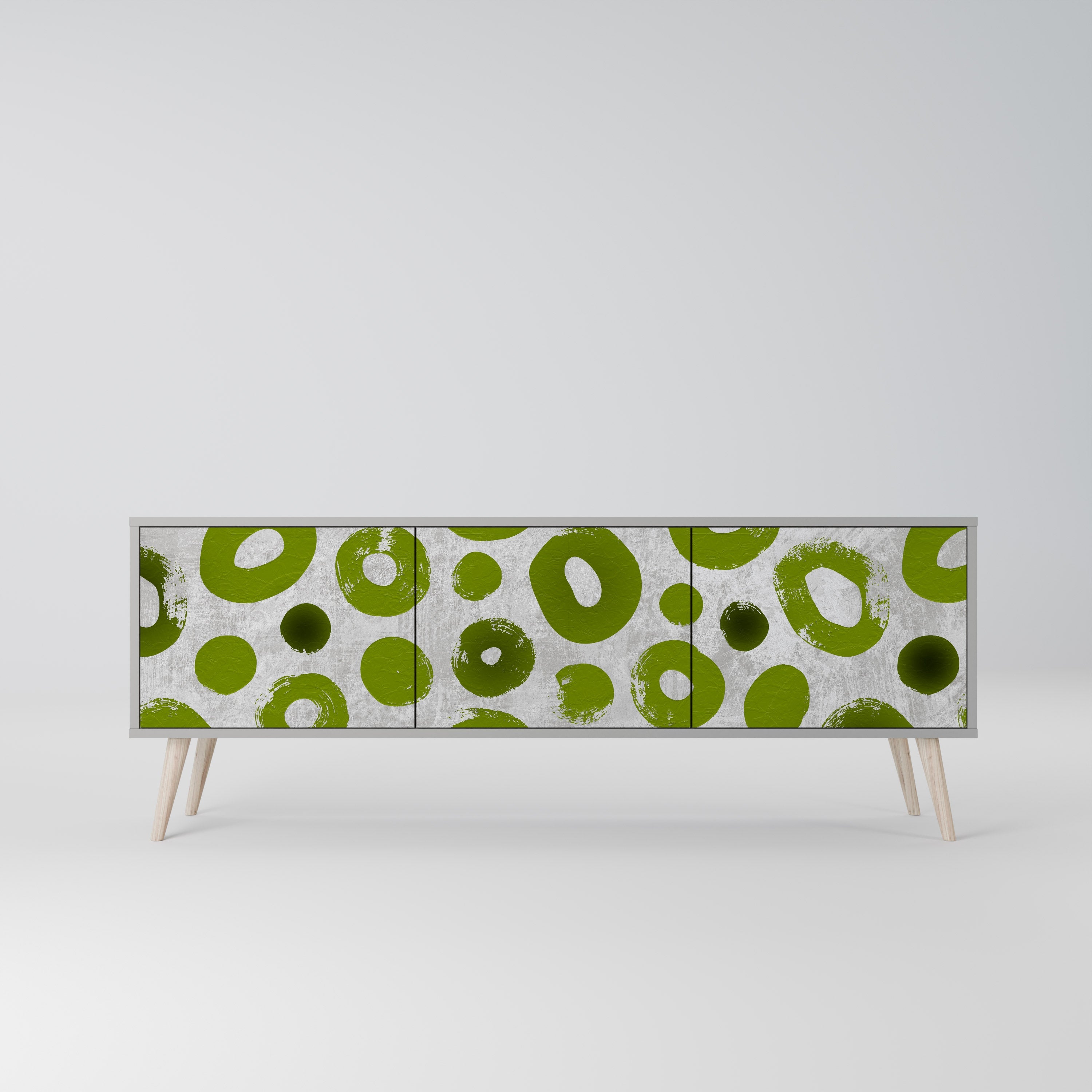 Meuble TV 3 portes GREEN RHAPSODY finition grise