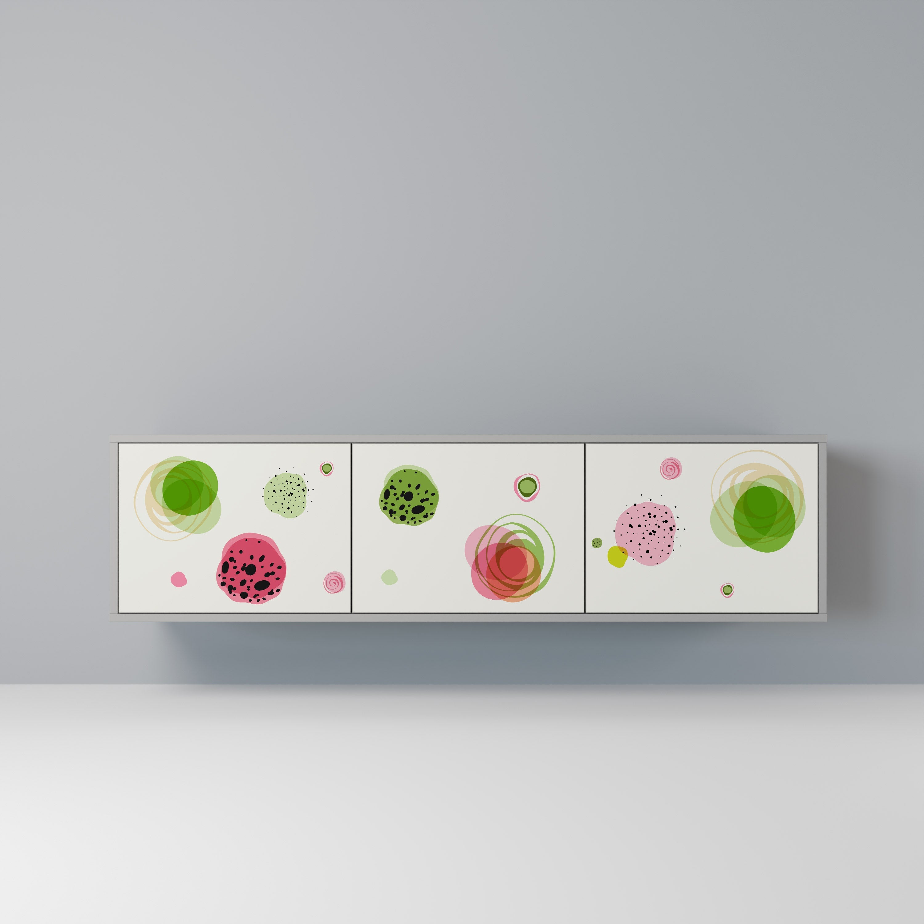 Meuble TV 3 portes COLORFUL COSMOS finition grise