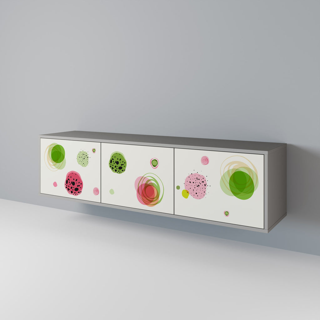 Meuble TV 3 portes COLORFUL COSMOS finition grise