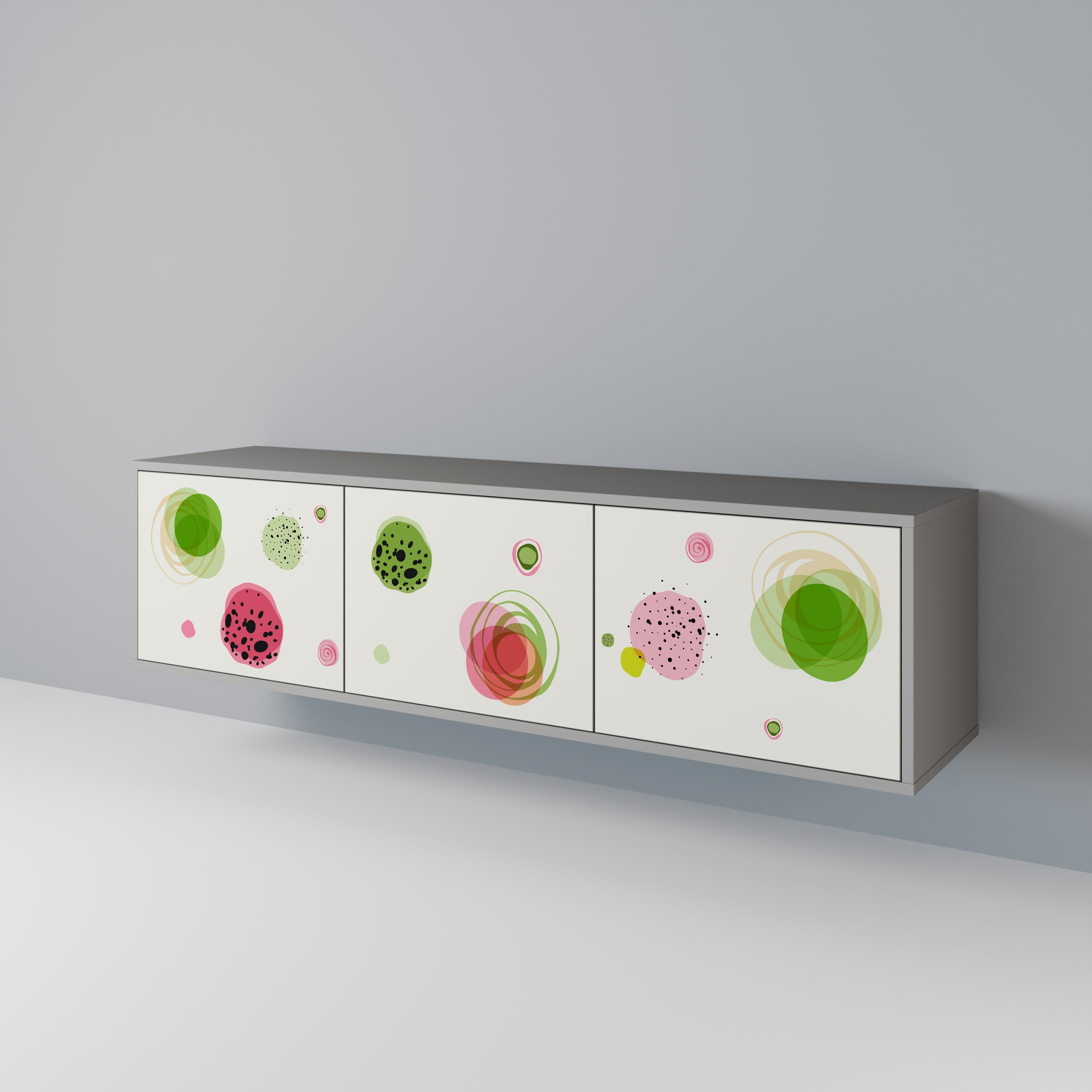 Meuble TV 3 portes COLORFUL COSMOS finition grise