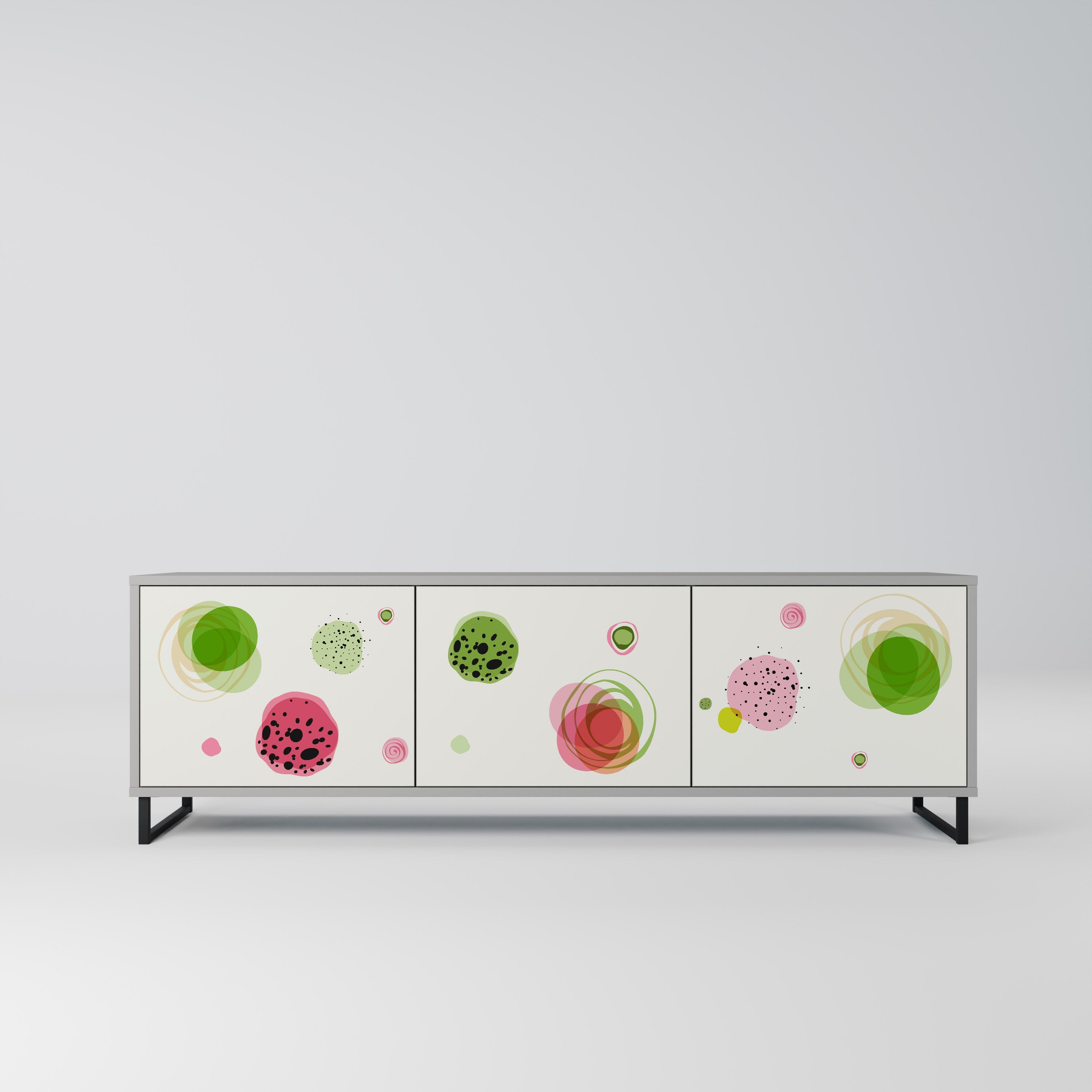 Meuble TV 3 portes COLORFUL COSMOS finition grise