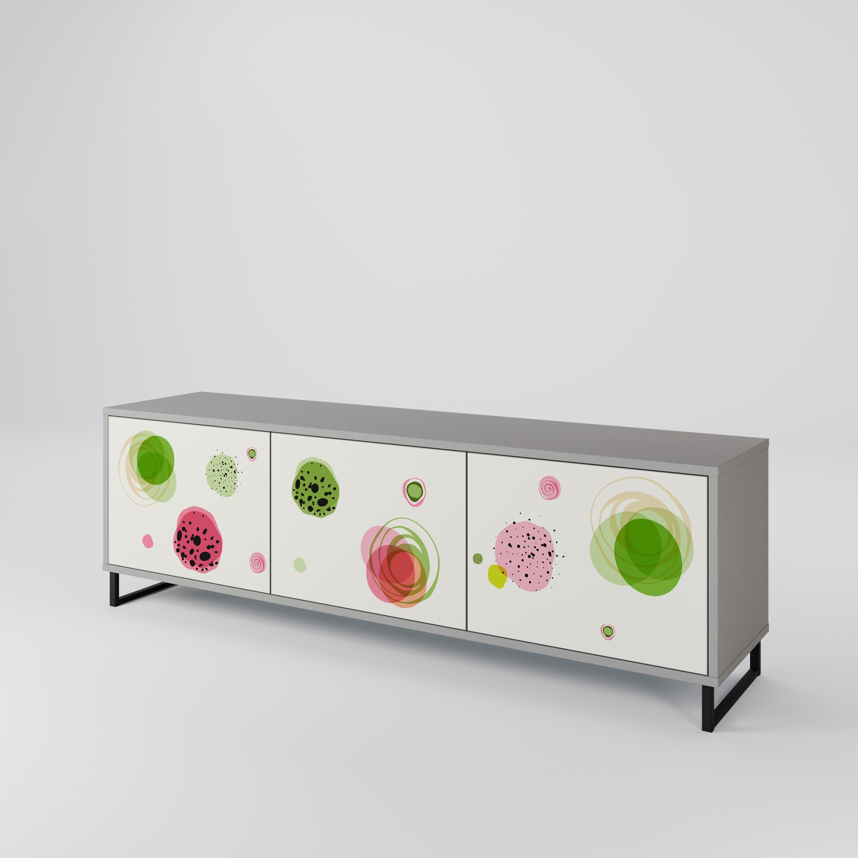 Meuble TV 3 portes COLORFUL COSMOS finition grise