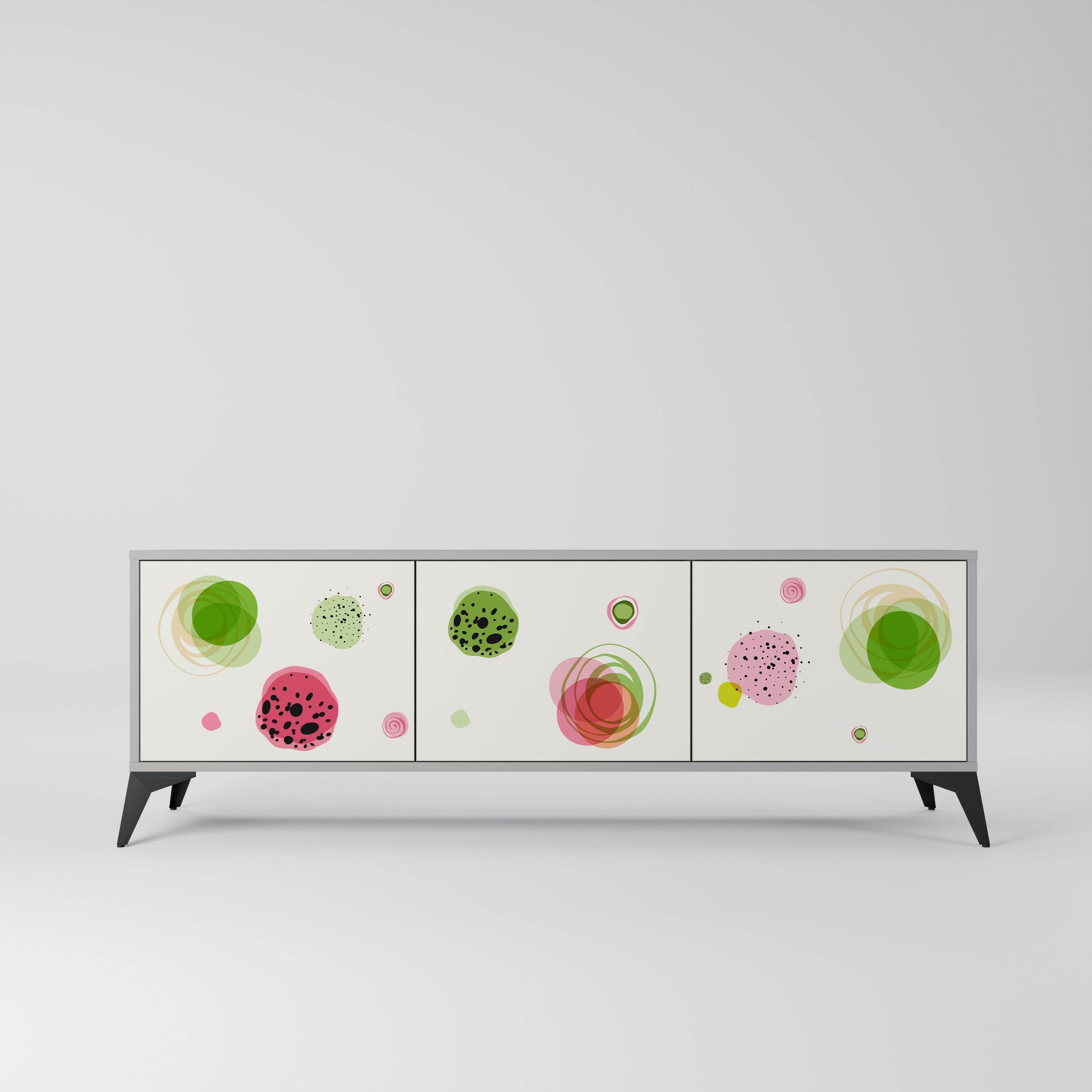 Meuble TV 3 portes COLORFUL COSMOS finition grise