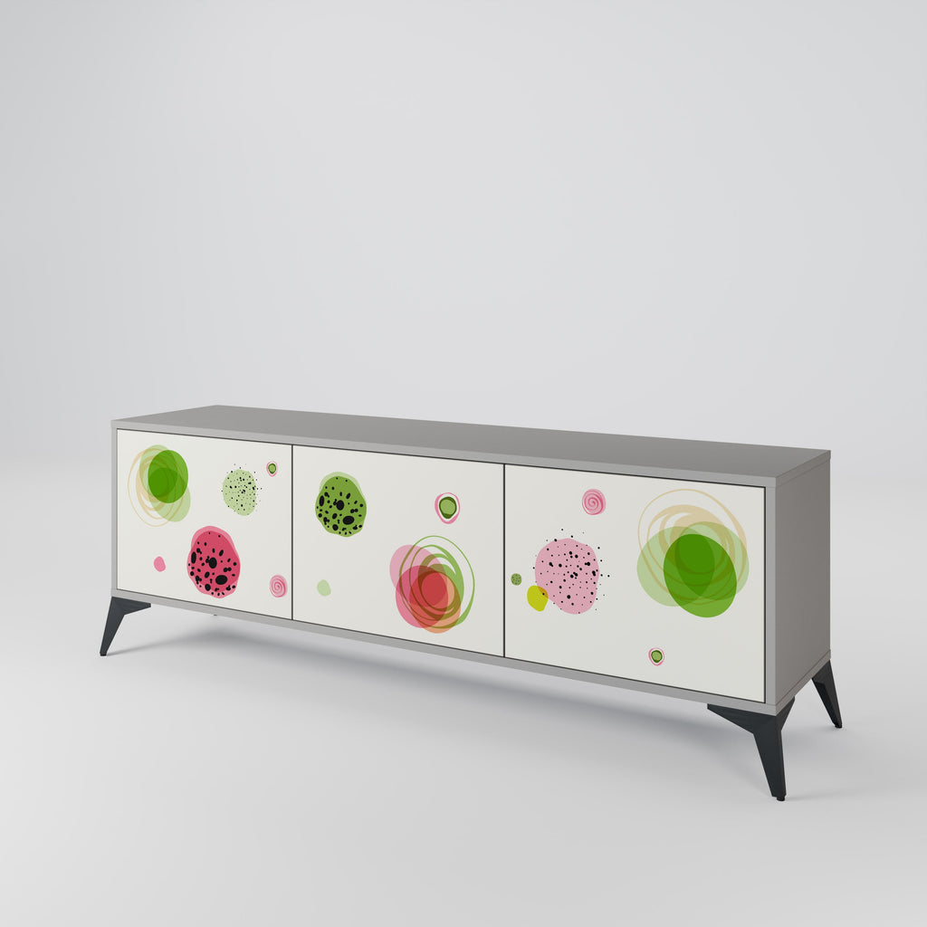 Meuble TV 3 portes COLORFUL COSMOS finition grise