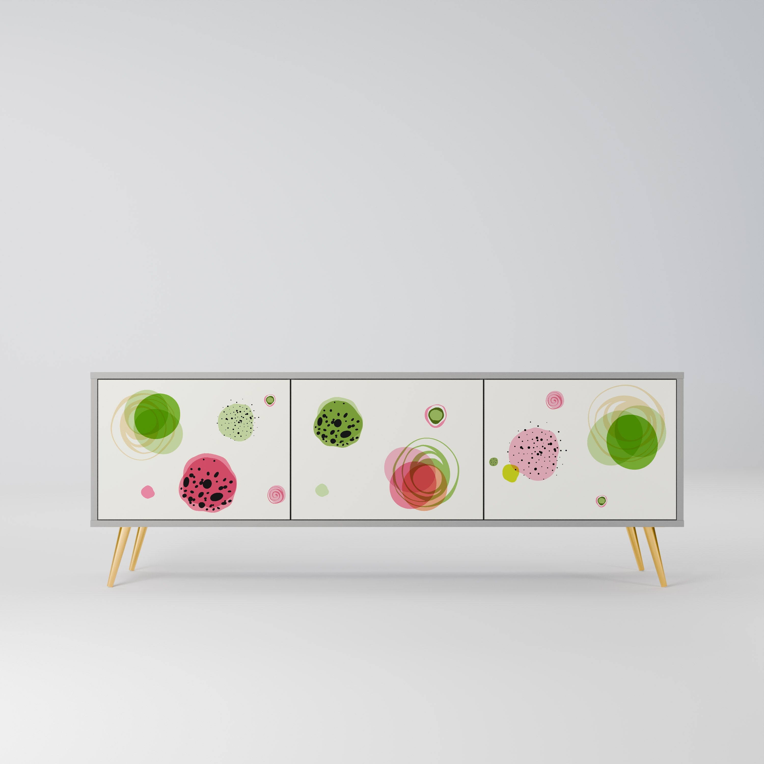 Meuble TV 3 portes COLORFUL COSMOS finition grise