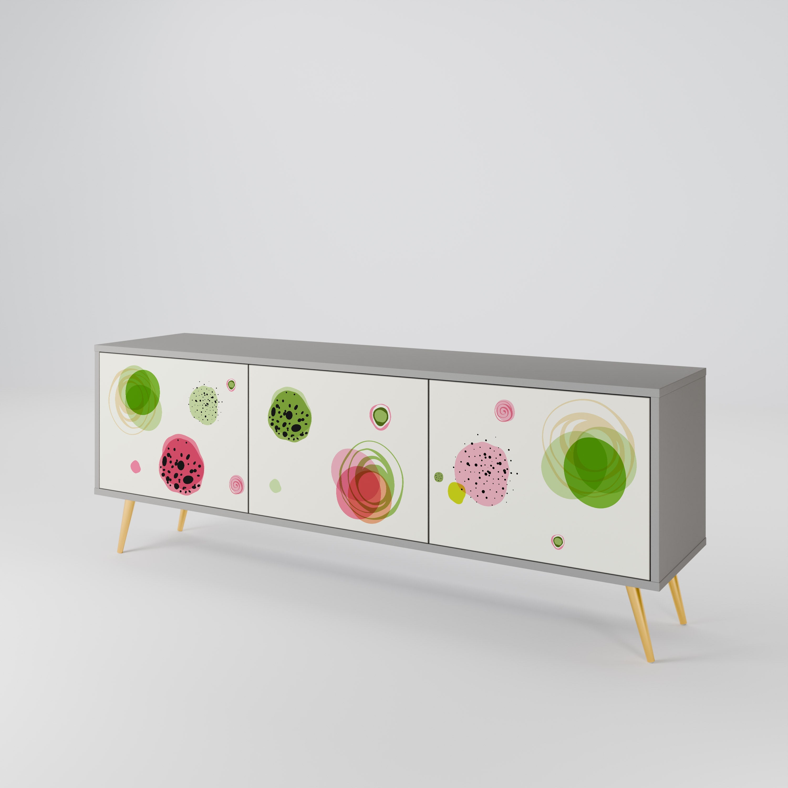 Meuble TV 3 portes COLORFUL COSMOS finition grise