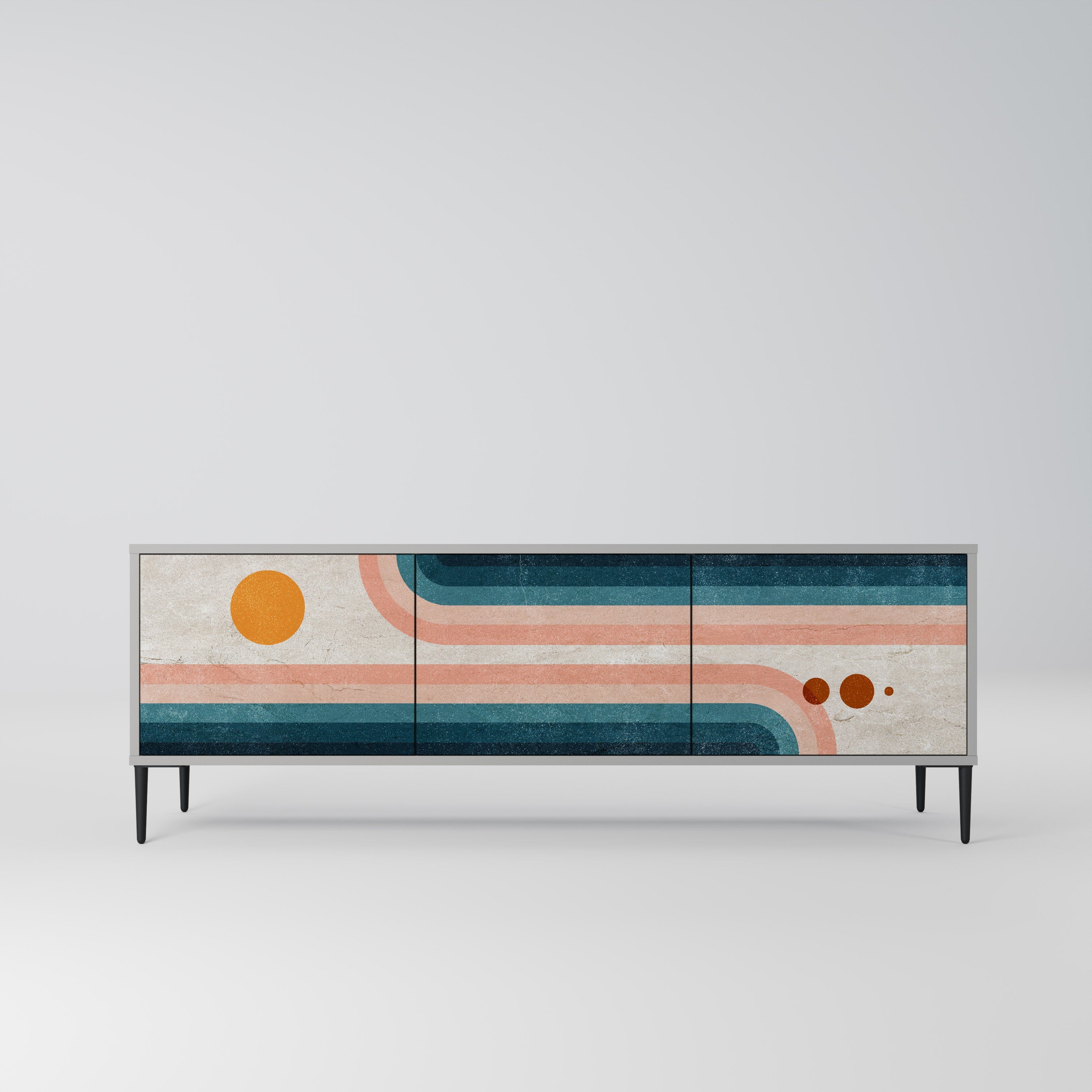 Meuble TV 3 portes TWO HALVES, finition grise