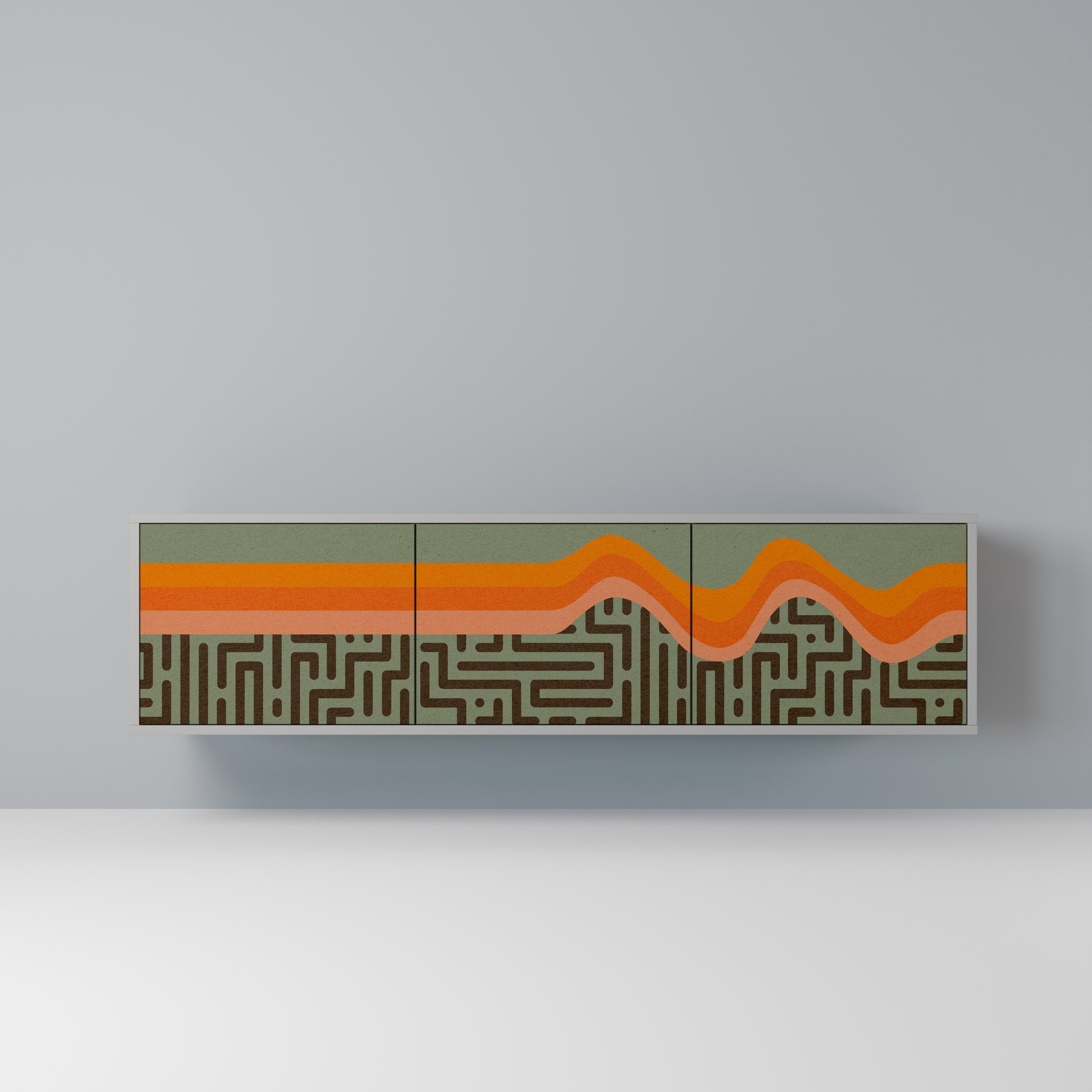 Meuble TV 3 portes SIMPLE SOLUTIONS, finition grise