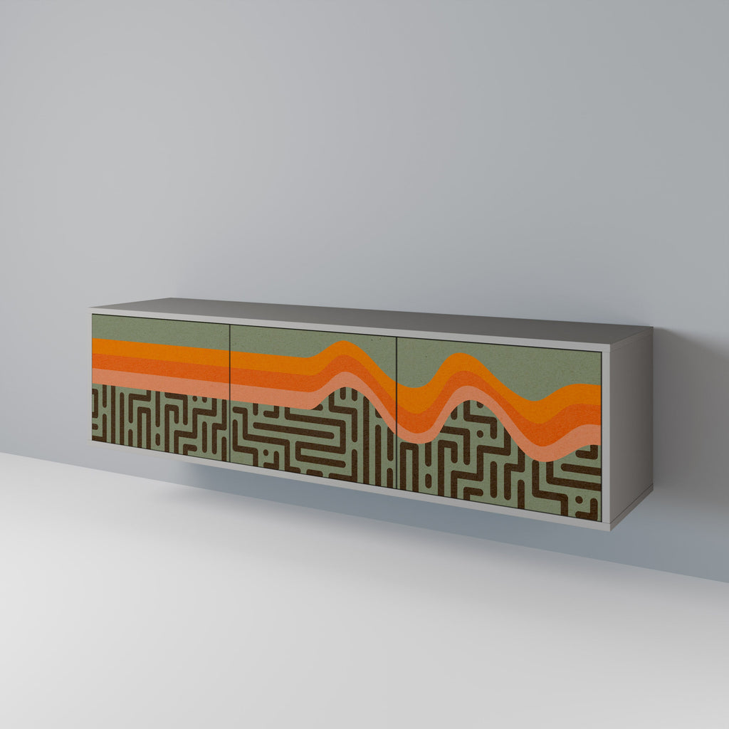 Meuble TV 3 portes SIMPLE SOLUTIONS, finition grise