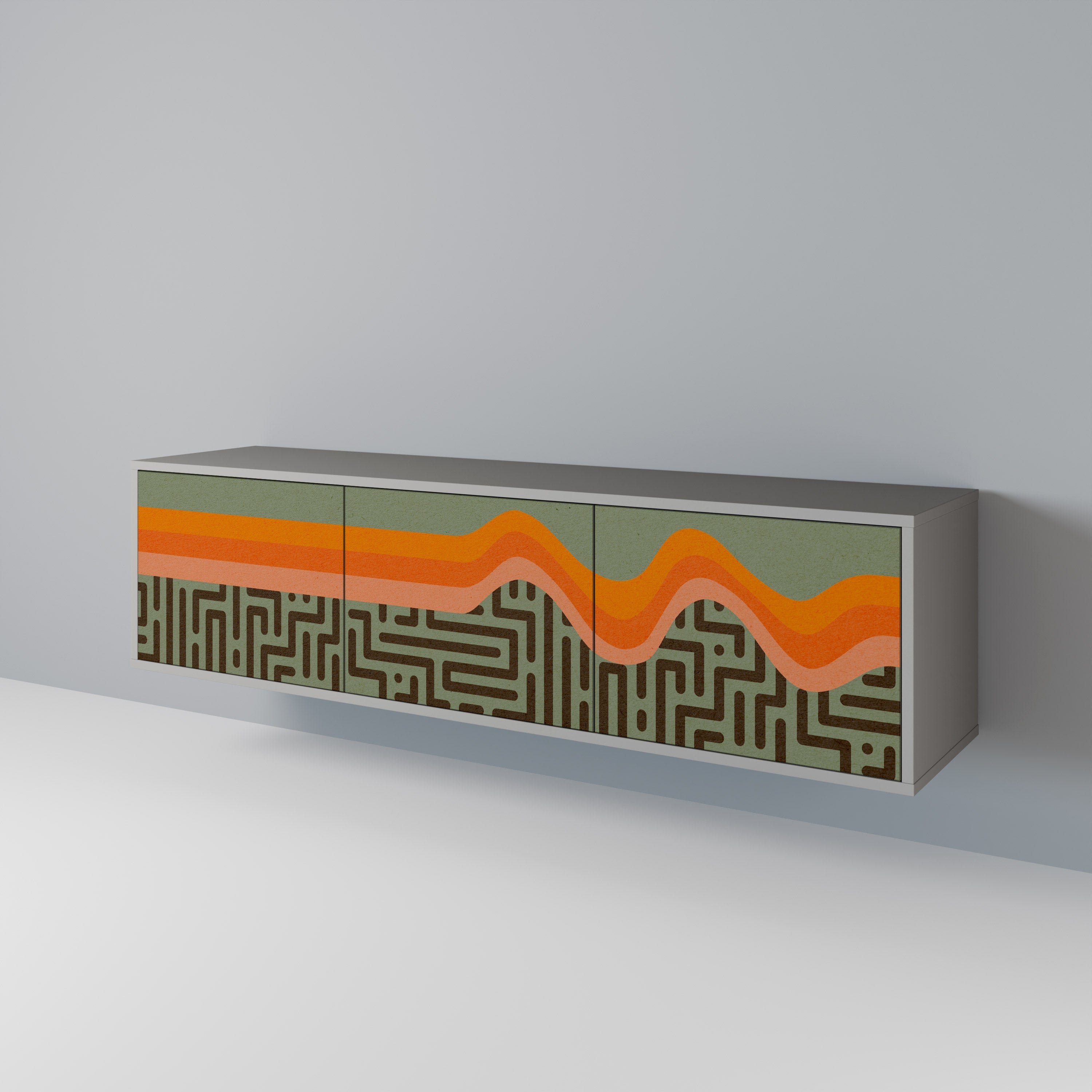 Meuble TV 3 portes SIMPLE SOLUTIONS, finition grise